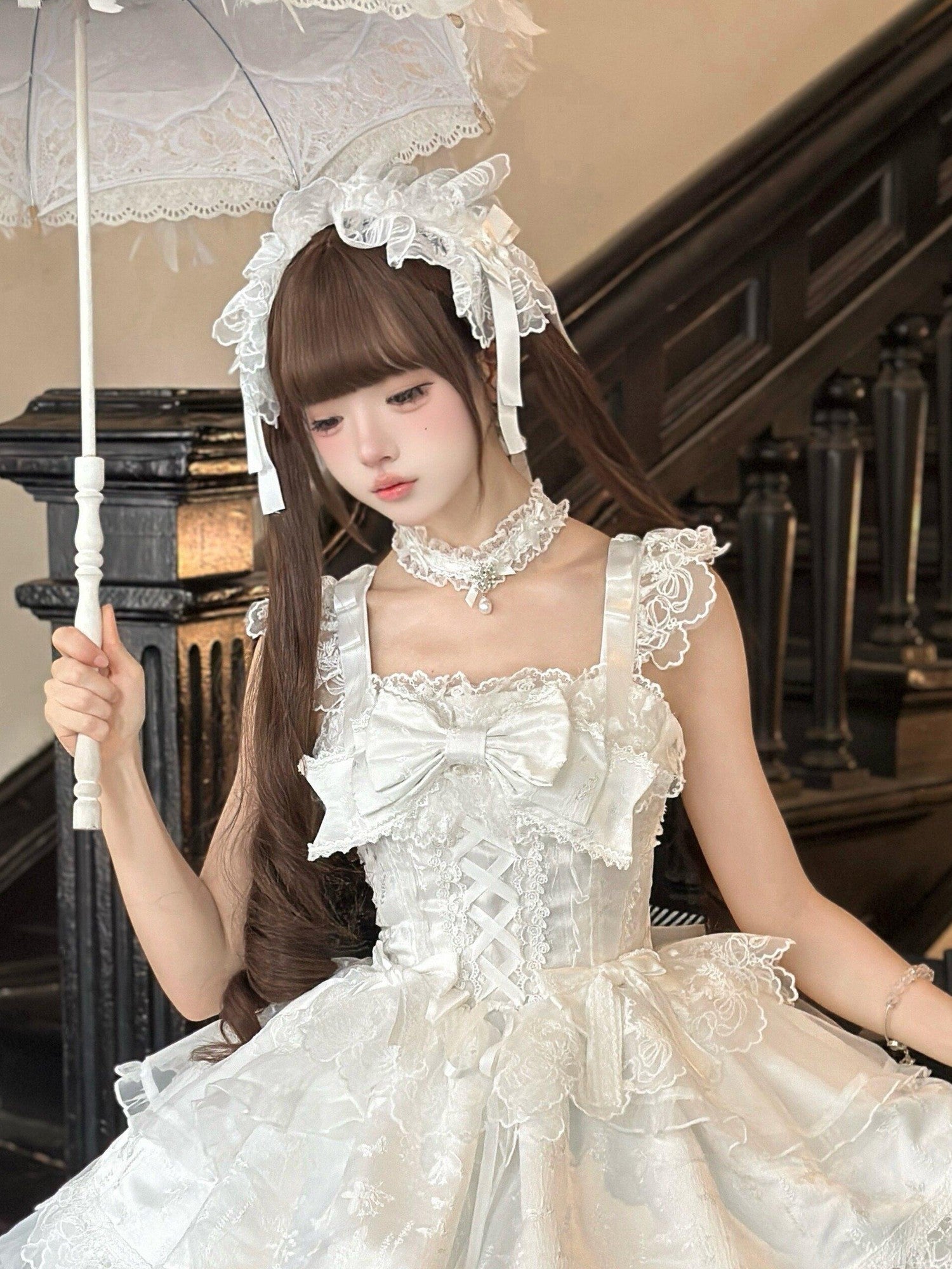 Sugar Girl Ballet Style Back Bow Strappy Fitted Women's Jsk / Jumper Skirts