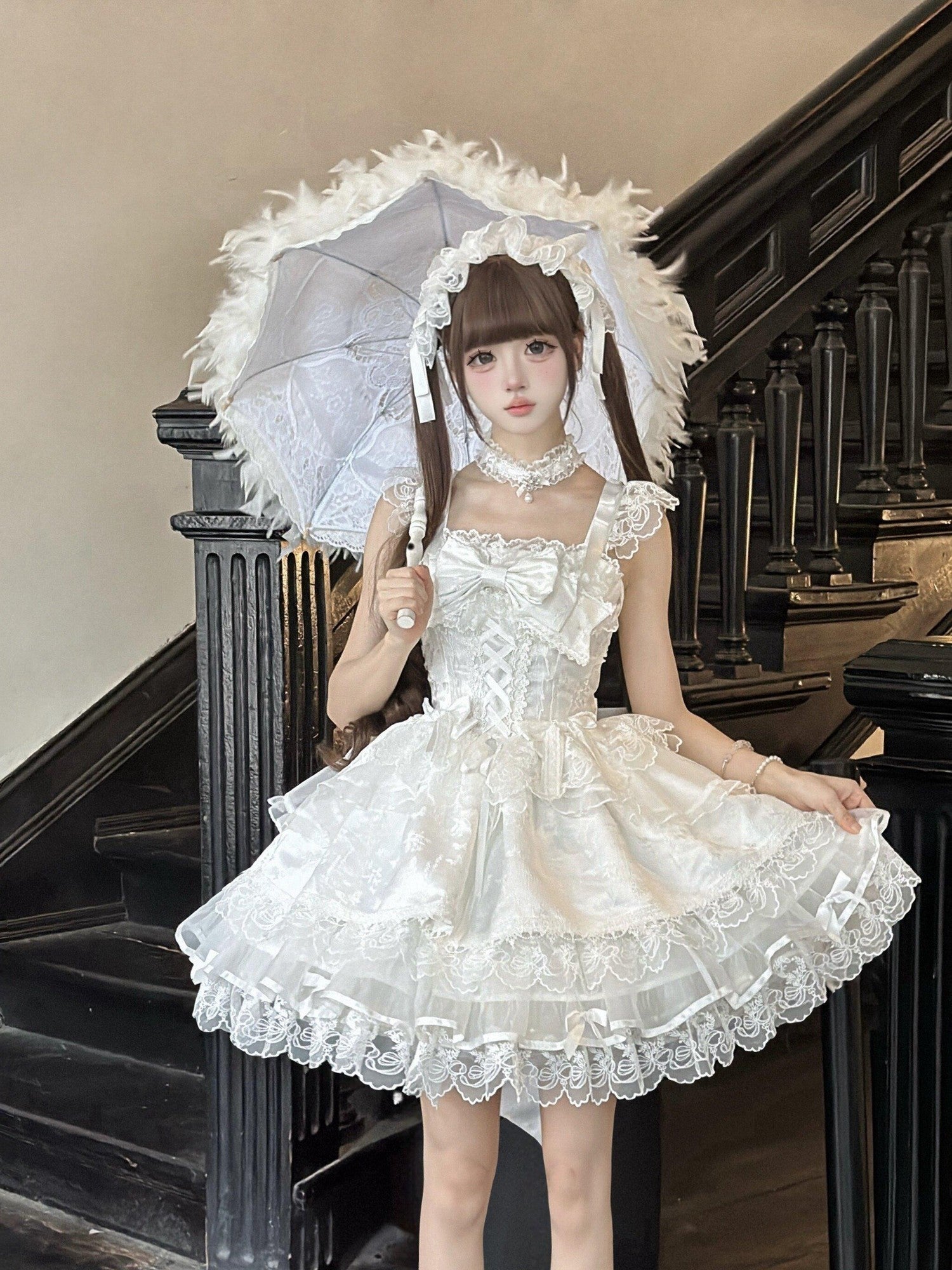 Sugar Girl Ballet Style Back Bow Strappy Fitted Women's Jsk / Jumper Skirts