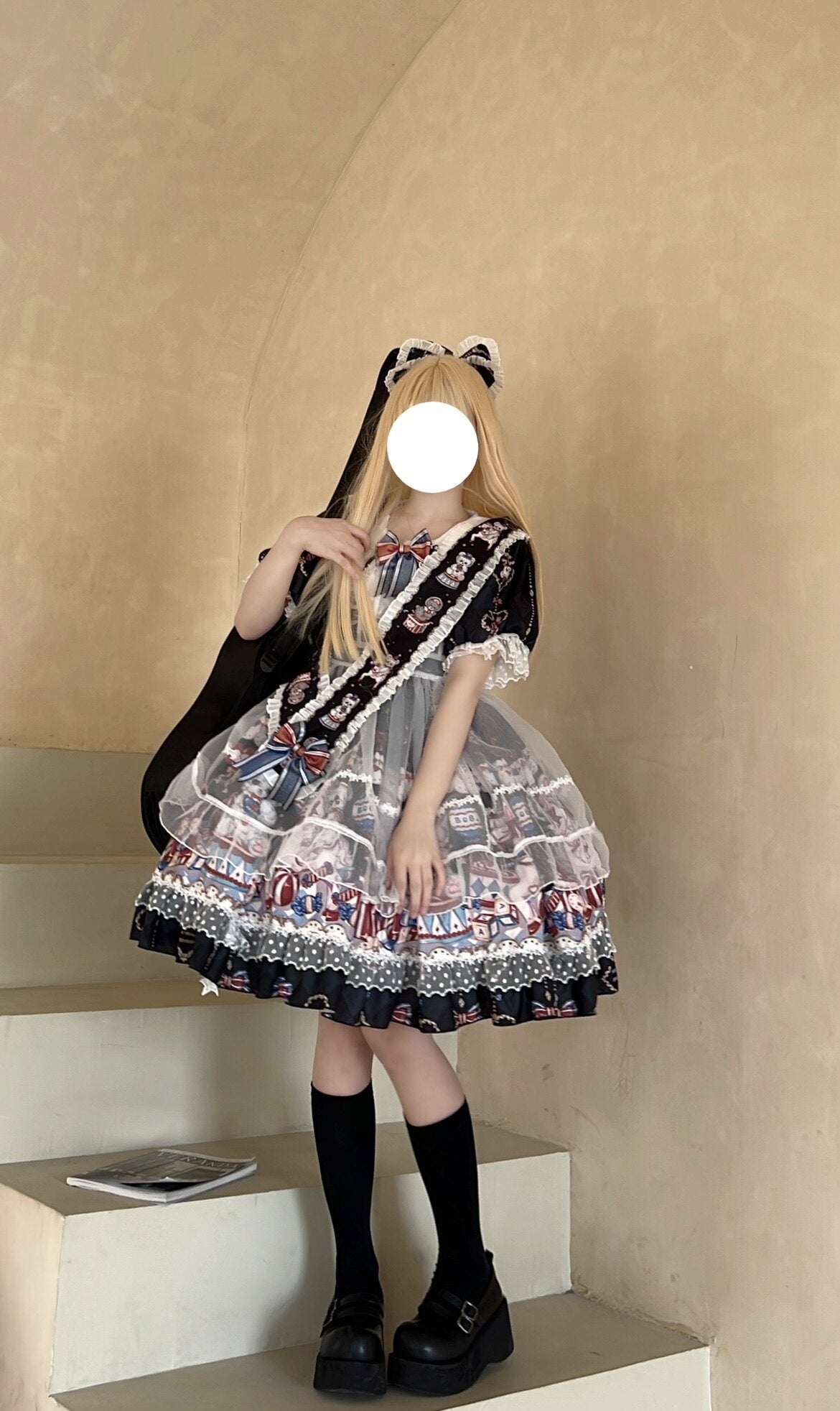 Sugar_Girl_Bear_Print_Sailor_Collar_Lolita_Princess_A_Line_Women's_Short_Sleeve_Op_668138392594_MISSTT