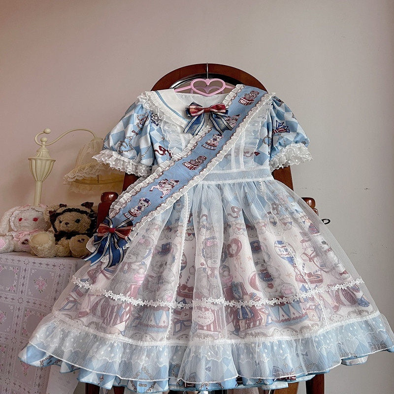 Sugar_Girl_Bear_Print_Sailor_Collar_Lolita_Princess_A_Line_Women's_Short_Sleeve_Op_668138392594_MISSTT