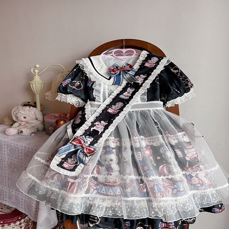 Sugar_Girl_Bear_Print_Sailor_Collar_Lolita_Princess_A_Line_Women's_Short_Sleeve_Op_668138392594_MISSTT