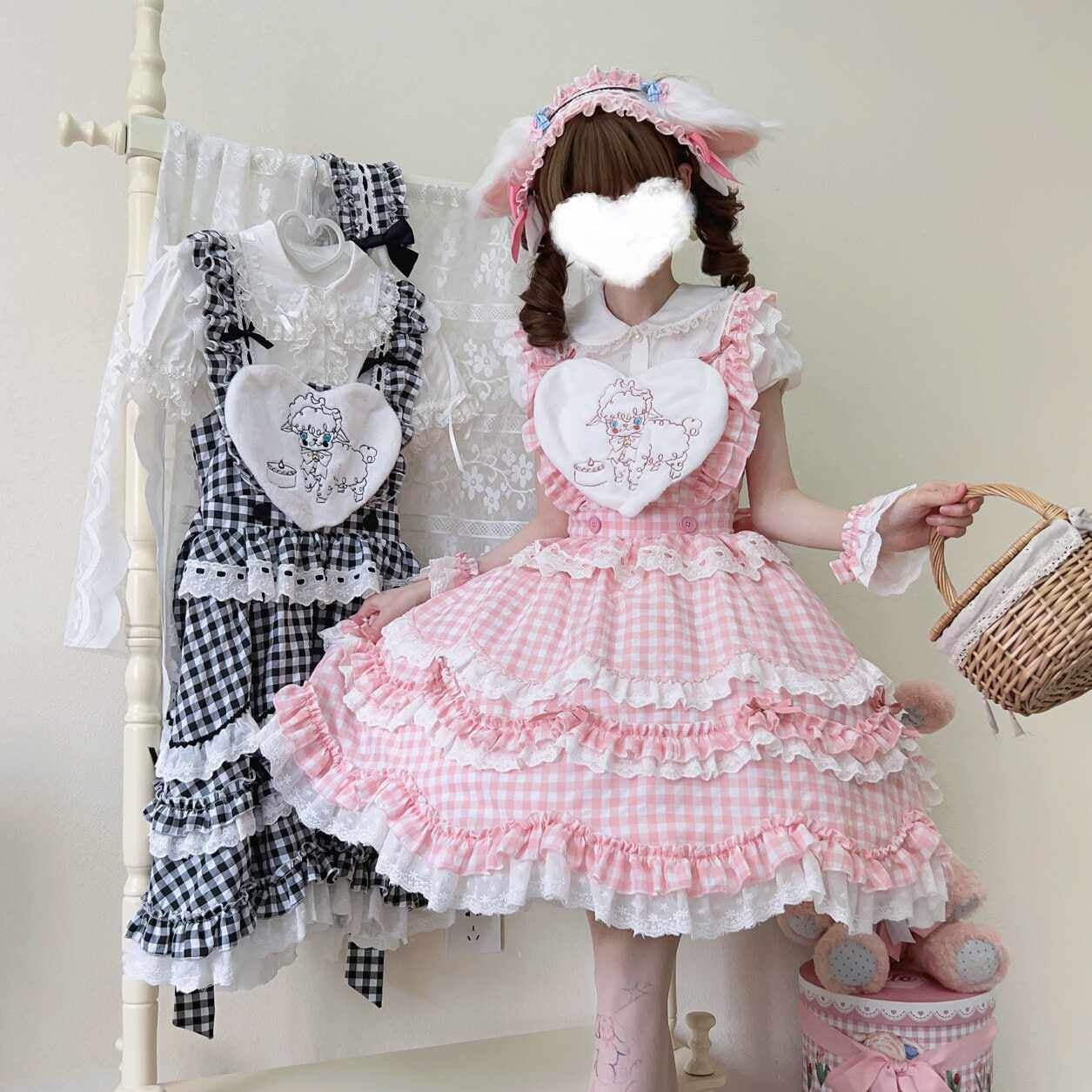 Sugar_Girl_Black_Pink_Green_Back_Bow_Spaghetti_Strap_Lolita_Women's_Jsk_/_Jumper_Skirts_794691800297_MISSTT