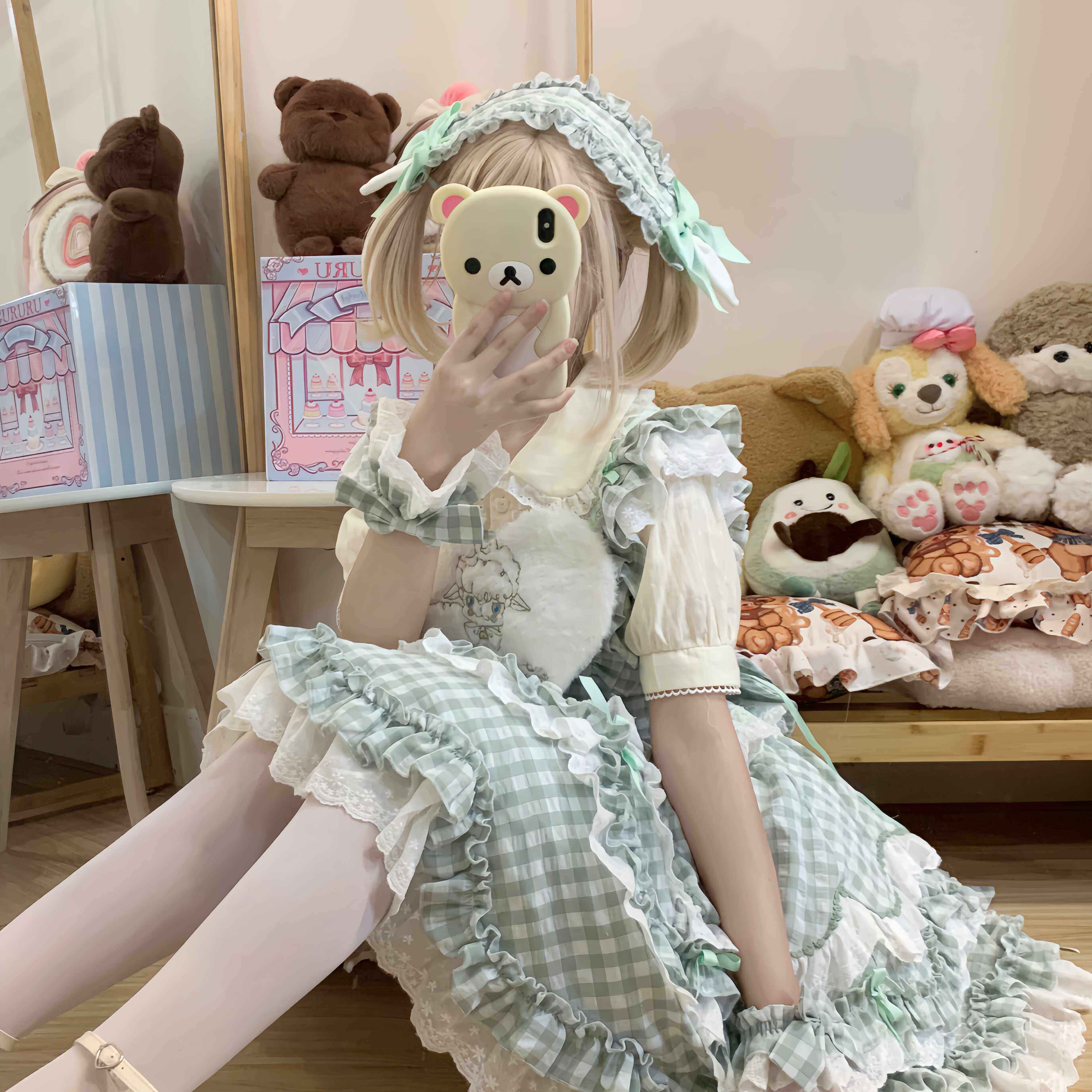 Sugar_Girl_Black_Pink_Green_Back_Bow_Spaghetti_Strap_Lolita_Women's_Jsk_/_Jumper_Skirts_794691800297_MISSTT