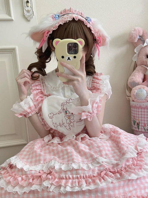 Sugar Girl Black Pink Green Back Bow Spaghetti Strap Lolita Women's Jsk / Jumper Skirts