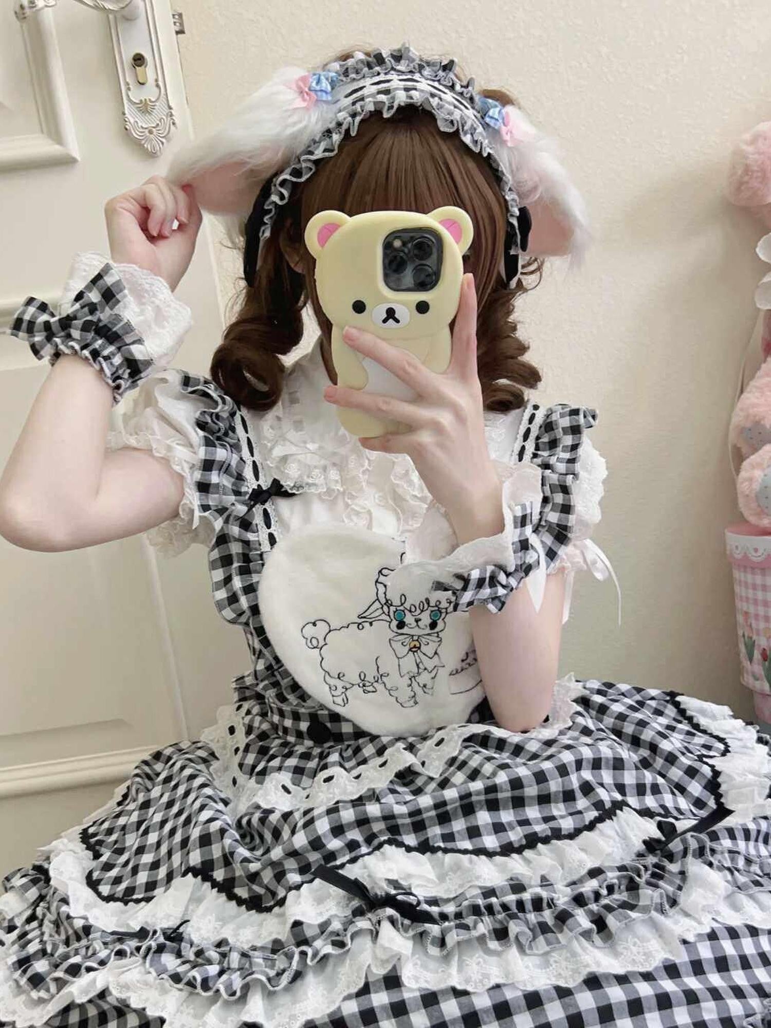 Sugar Girl Black Pink Green Back Bow Spaghetti Strap Lolita Women's Jsk / Jumper Skirts
