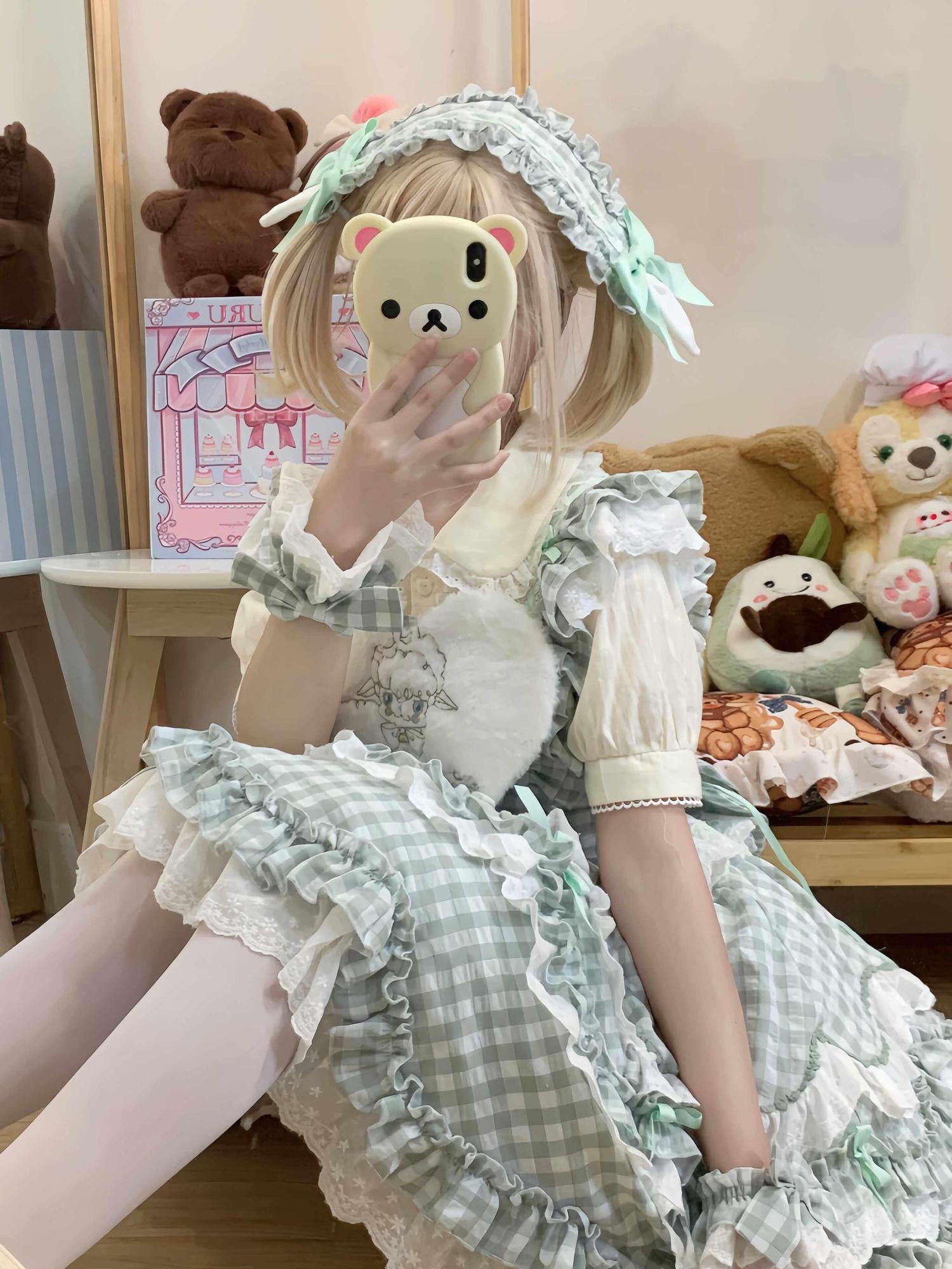 Sugar Girl Black Pink Green Back Bow Spaghetti Strap Lolita Women's Jsk / Jumper Skirts