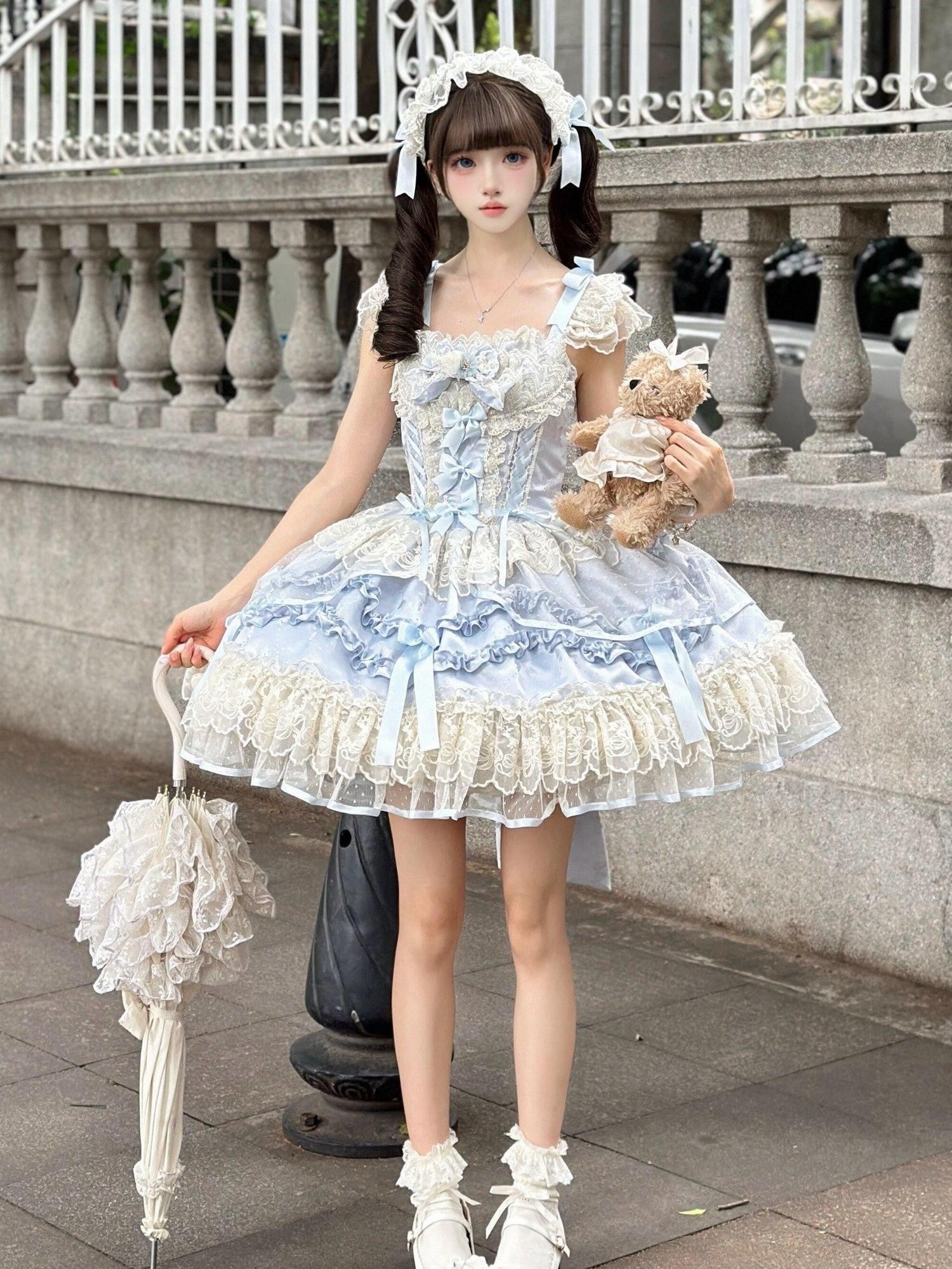 Sugar Girl Blue Lolita Ballet Puff One Shoulder Women's Jsk / Jumper Skirts