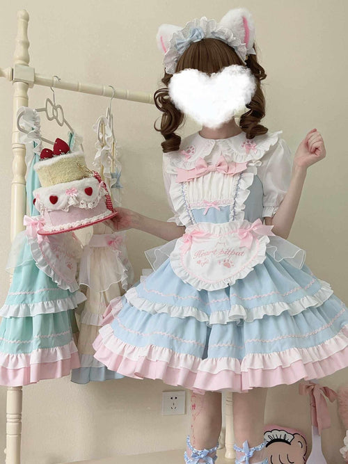 Sugar Girl Cat Ear Lolita Strap High Waist A Line Women's Jsk / Jumper Skirts
