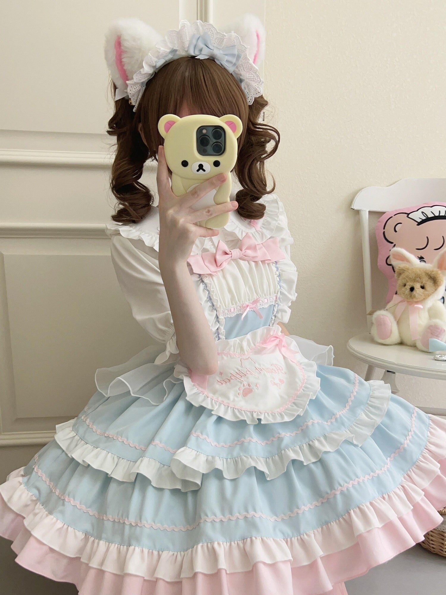 Sugar Girl Cat Ear Lolita Strap High Waist A Line Women's Jsk / Jumper Skirts
