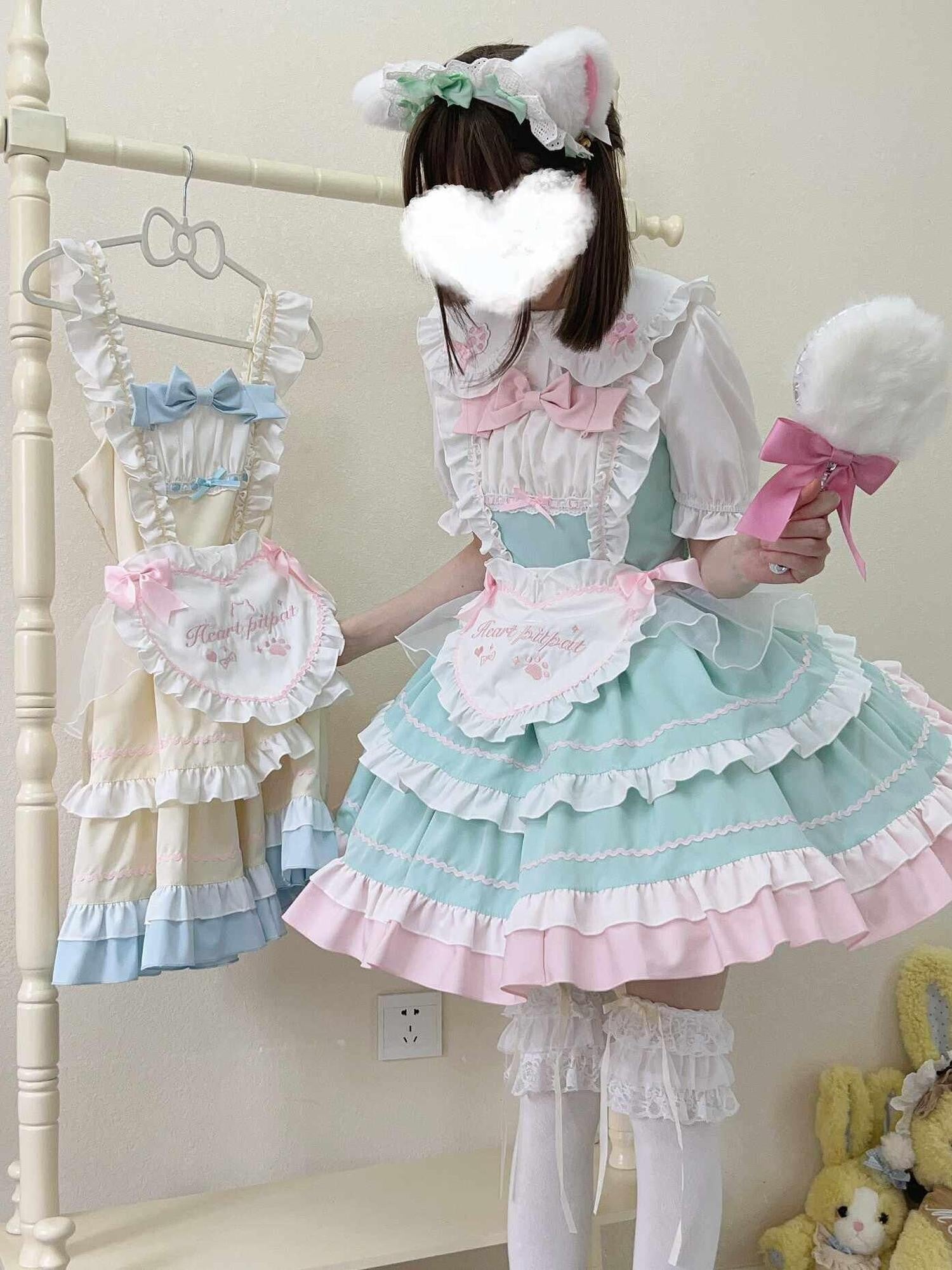 Sugar Girl Cat Ear Lolita Strap High Waist A Line Women's Jsk / Jumper Skirts
