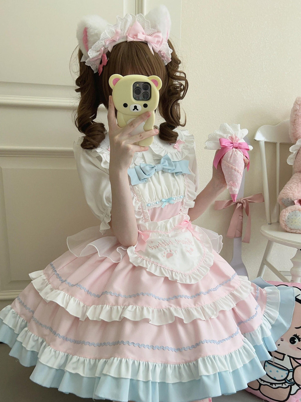 Sugar Girl Cat Ear Lolita Strap High Waist A Line Women's Jsk / Jumper Skirts
