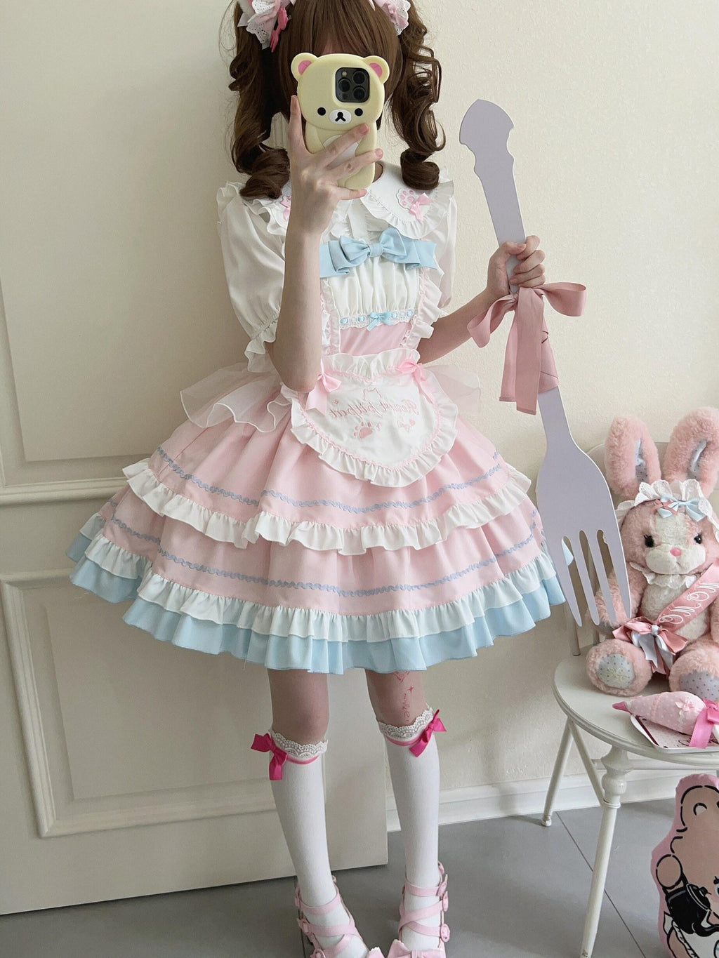 Sugar Girl Cat Ear Lolita Strap High Waist A Line Women's Jsk / Jumper Skirts