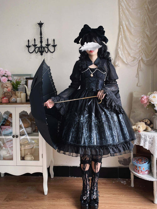 Sugar Girl Cathedral Dark Gothic Lolita Black Capelet Women's Jsk / Jumper Skirts