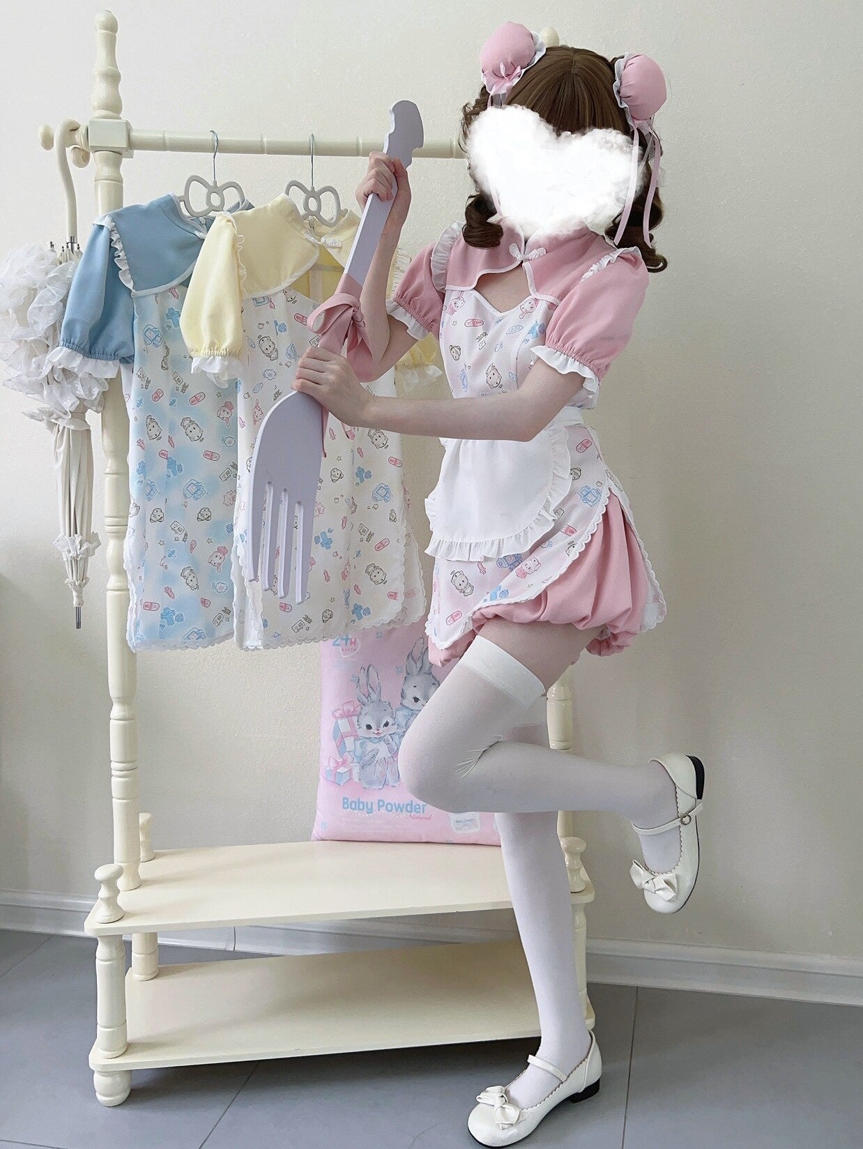 Sugar_Girl_Cute_Pet_Print_Cheongsam_Apron_Set_With_Ruffle_Bloomers_Women's_Short_Sleeve_Op_795861237214_MISSTT