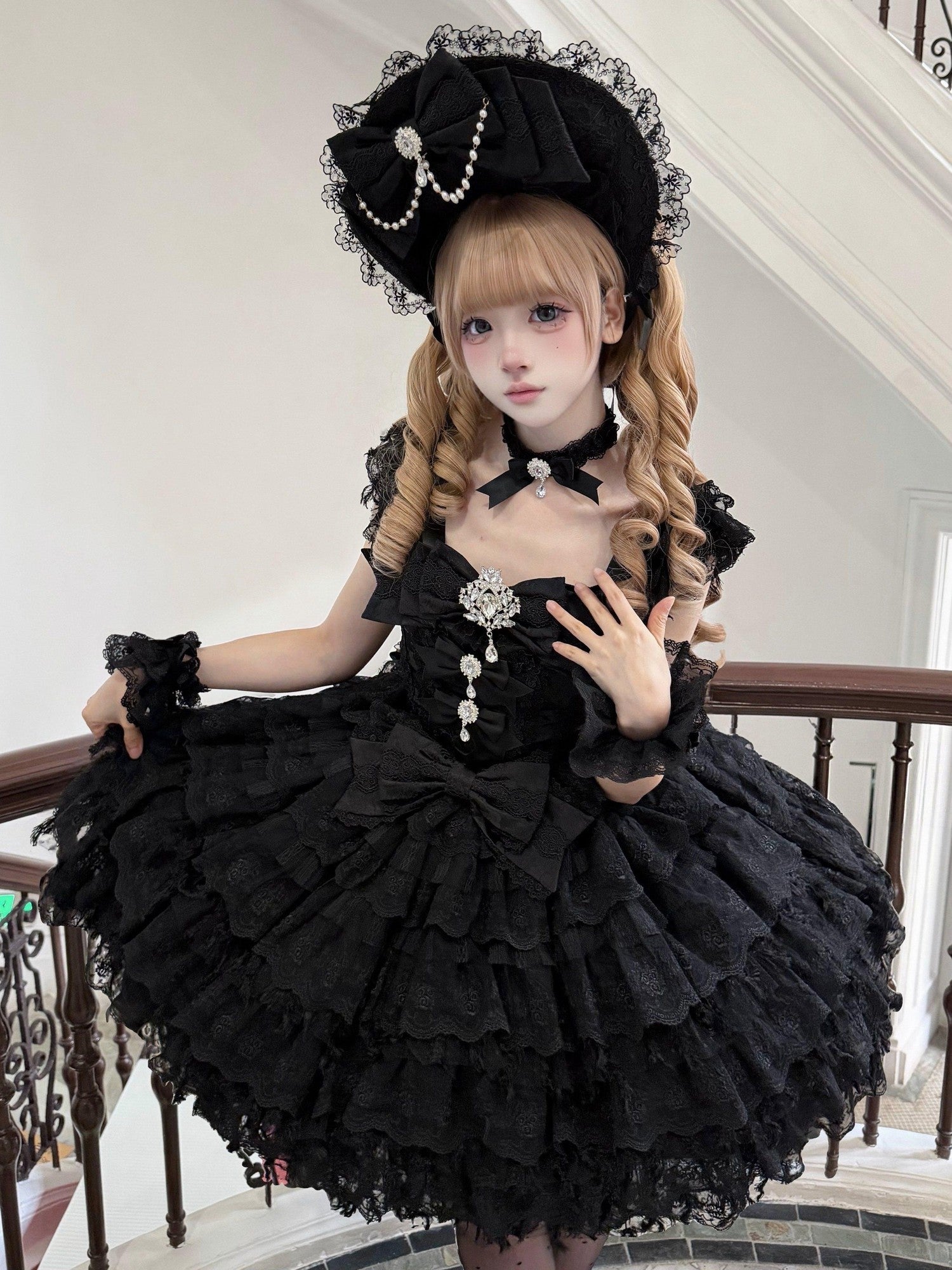 Sugar Girl Floral Off Shoulder Puff Skirt Back Bow Lolita Women's Jsk / Jumper Skirts
