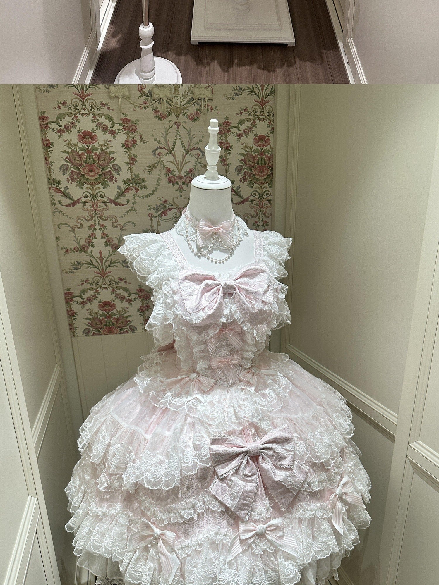 Sugar Girl Floral Strappy Back Bow Straight Neck Princess Women's Jsk / Jumper Skirts