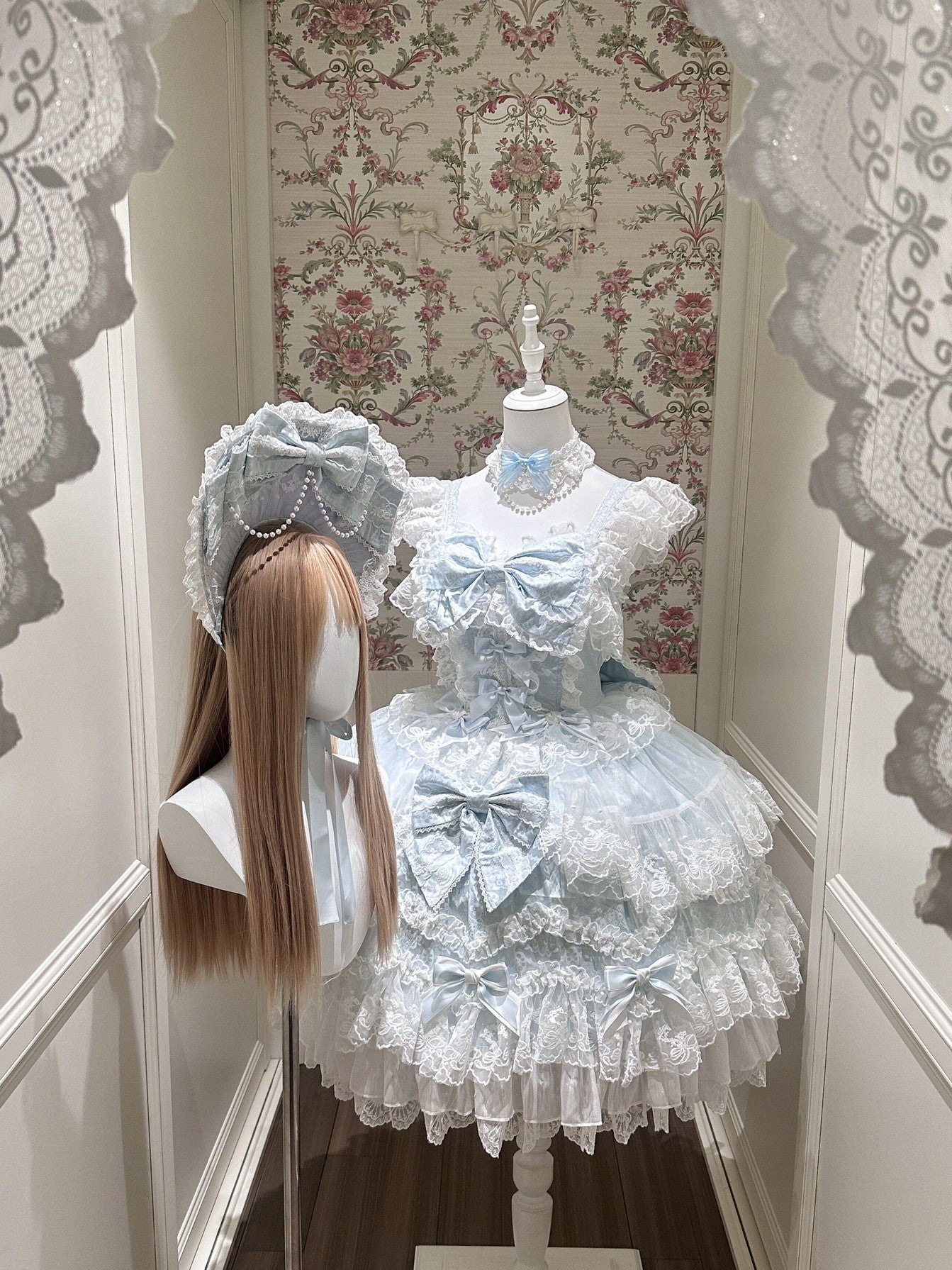 Sugar Girl Floral Strappy Back Bow Straight Neck Princess Women's Jsk / Jumper Skirts