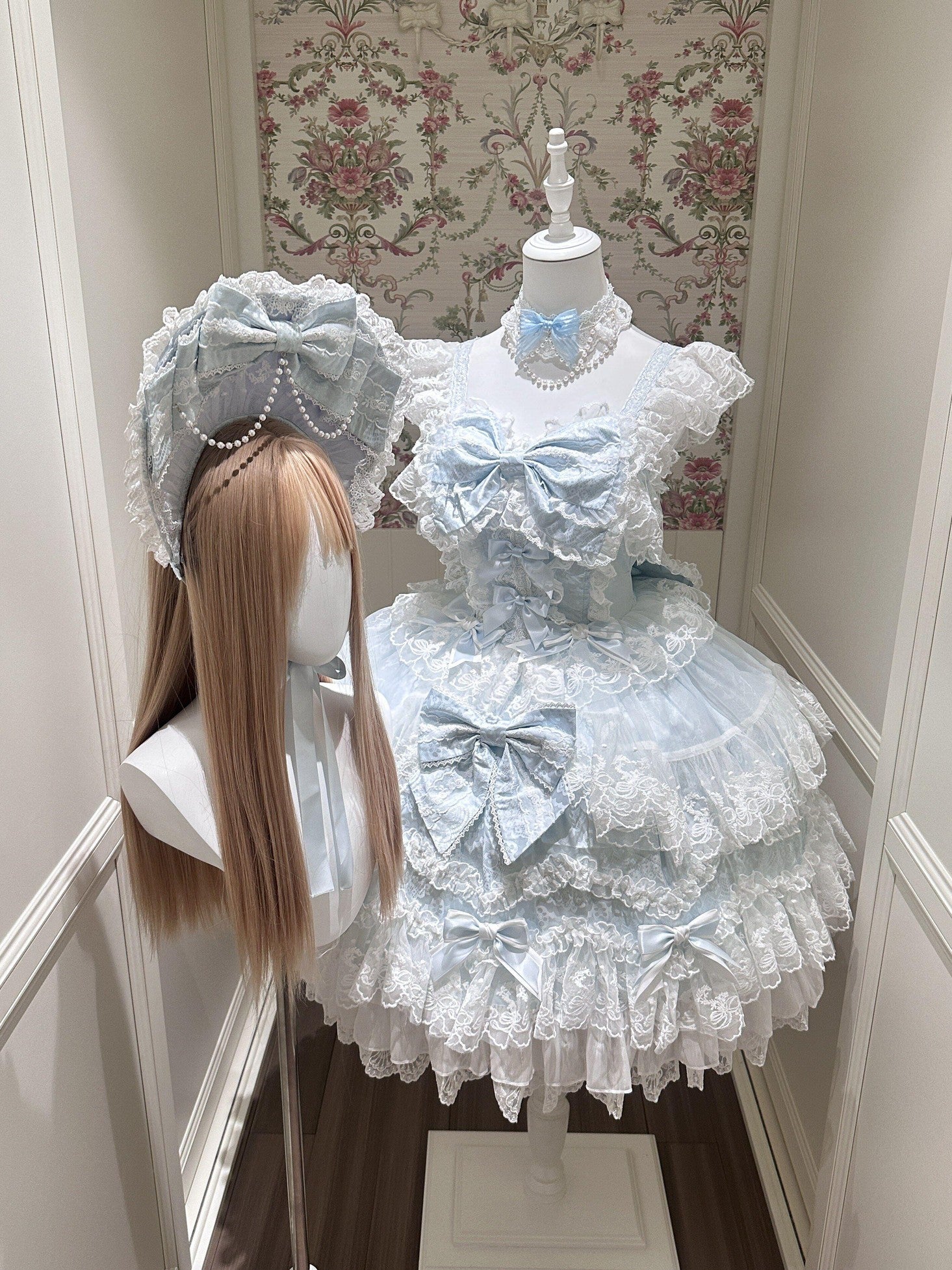 Sugar Girl Floral Strappy Back Bow Straight Neck Princess Women's Jsk / Jumper Skirts