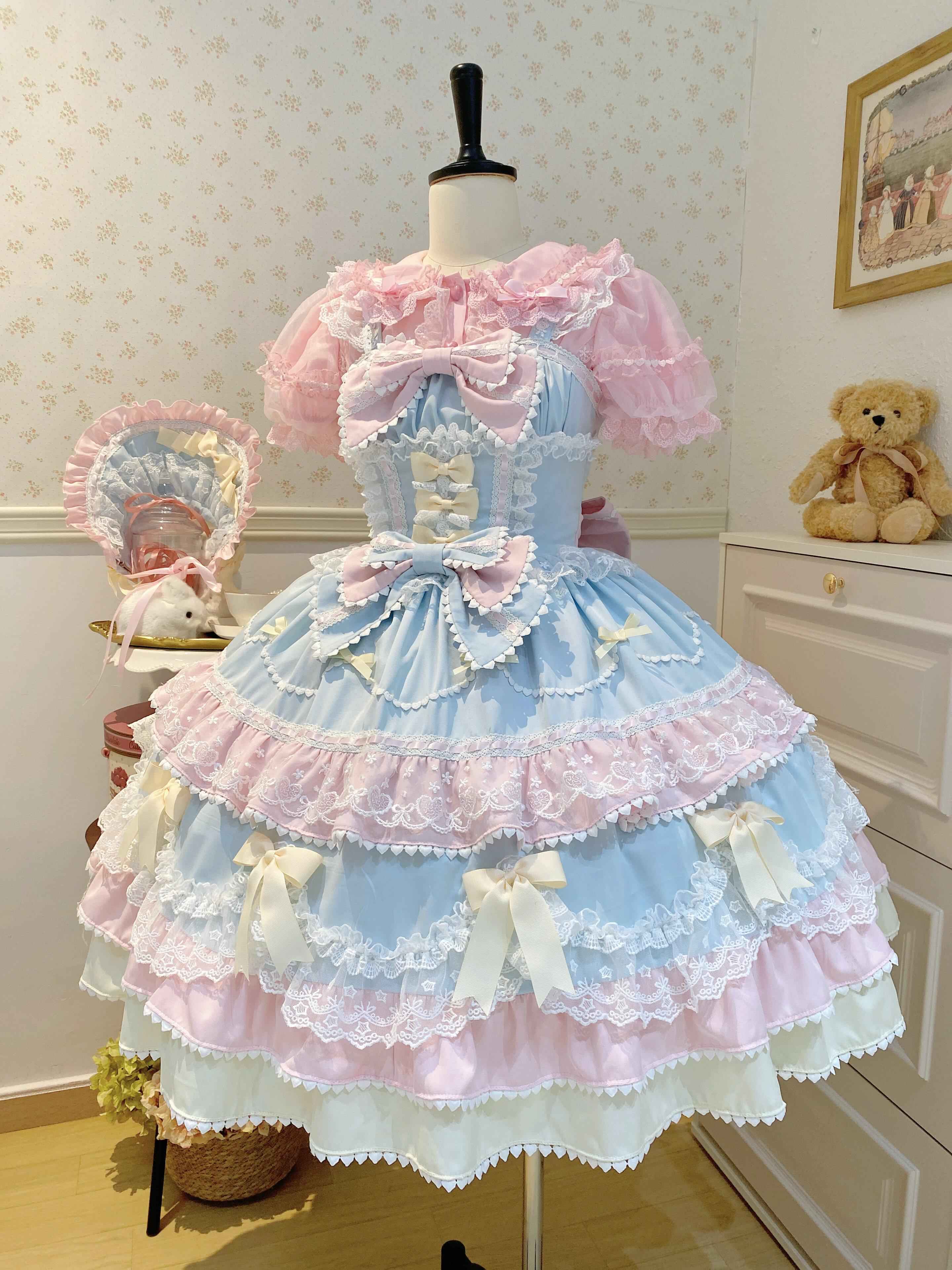 Sugar_Girl_Fondant_Cake_Print_Back_Bow_Lolita_A_Line_Strap_Women's_Jsk_/_Jumper_Skirts_899296568272_MISSTT