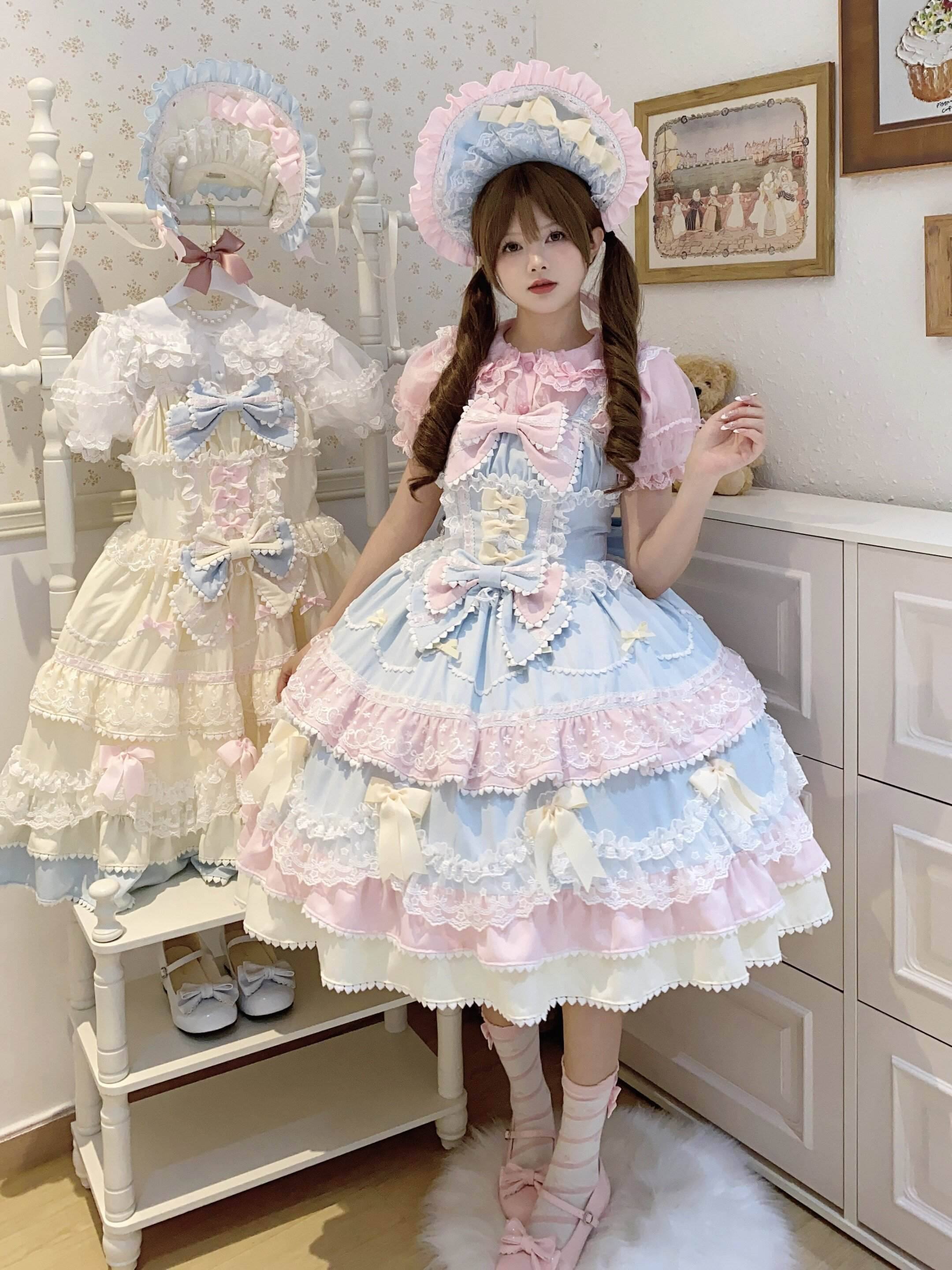 Sugar_Girl_Fondant_Cake_Print_Back_Bow_Lolita_A_Line_Strap_Women's_Jsk_/_Jumper_Skirts_899296568272_MISSTT