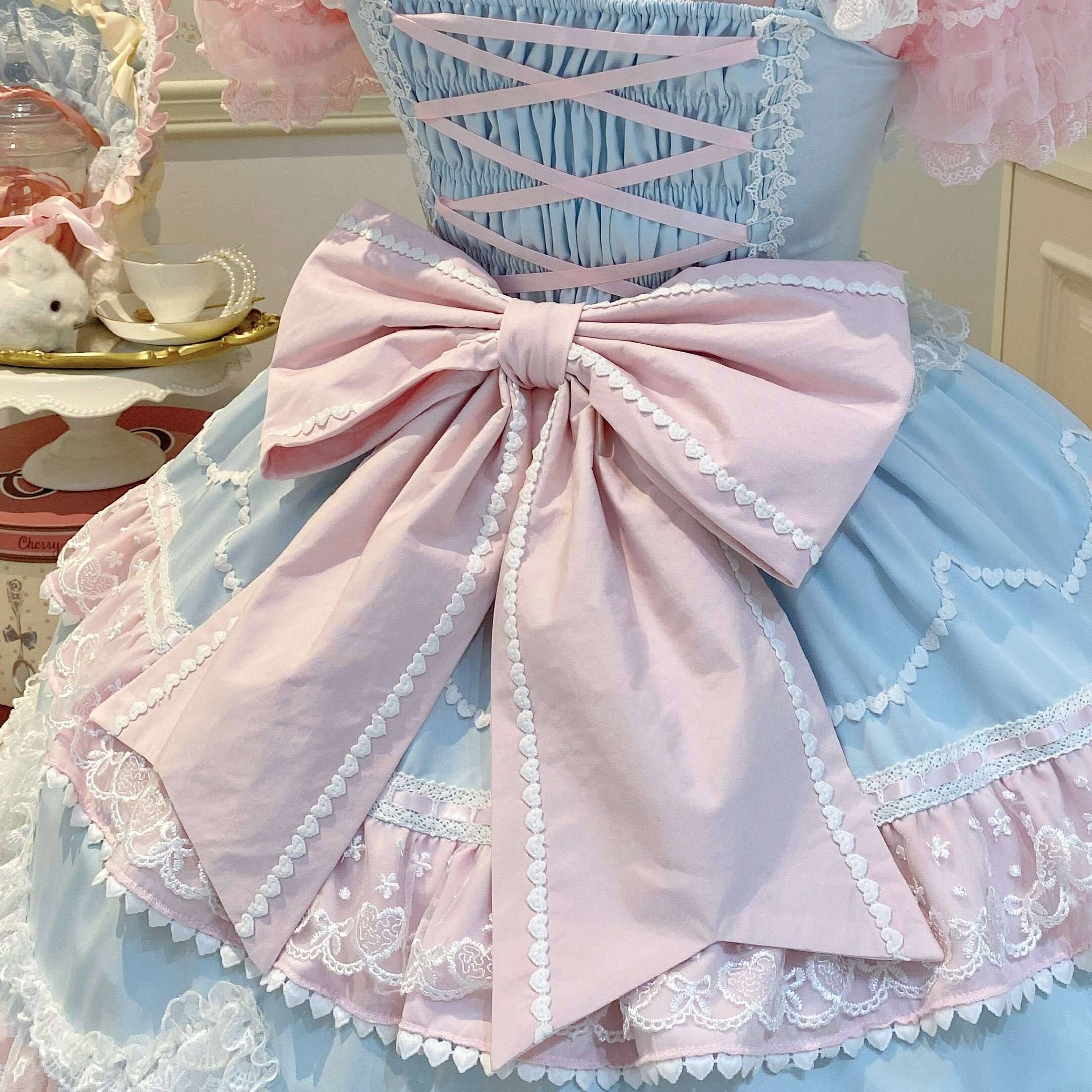 Sugar_Girl_Fondant_Cake_Print_Back_Bow_Lolita_A_Line_Strap_Women's_Jsk_/_Jumper_Skirts_899296568272_MISSTT