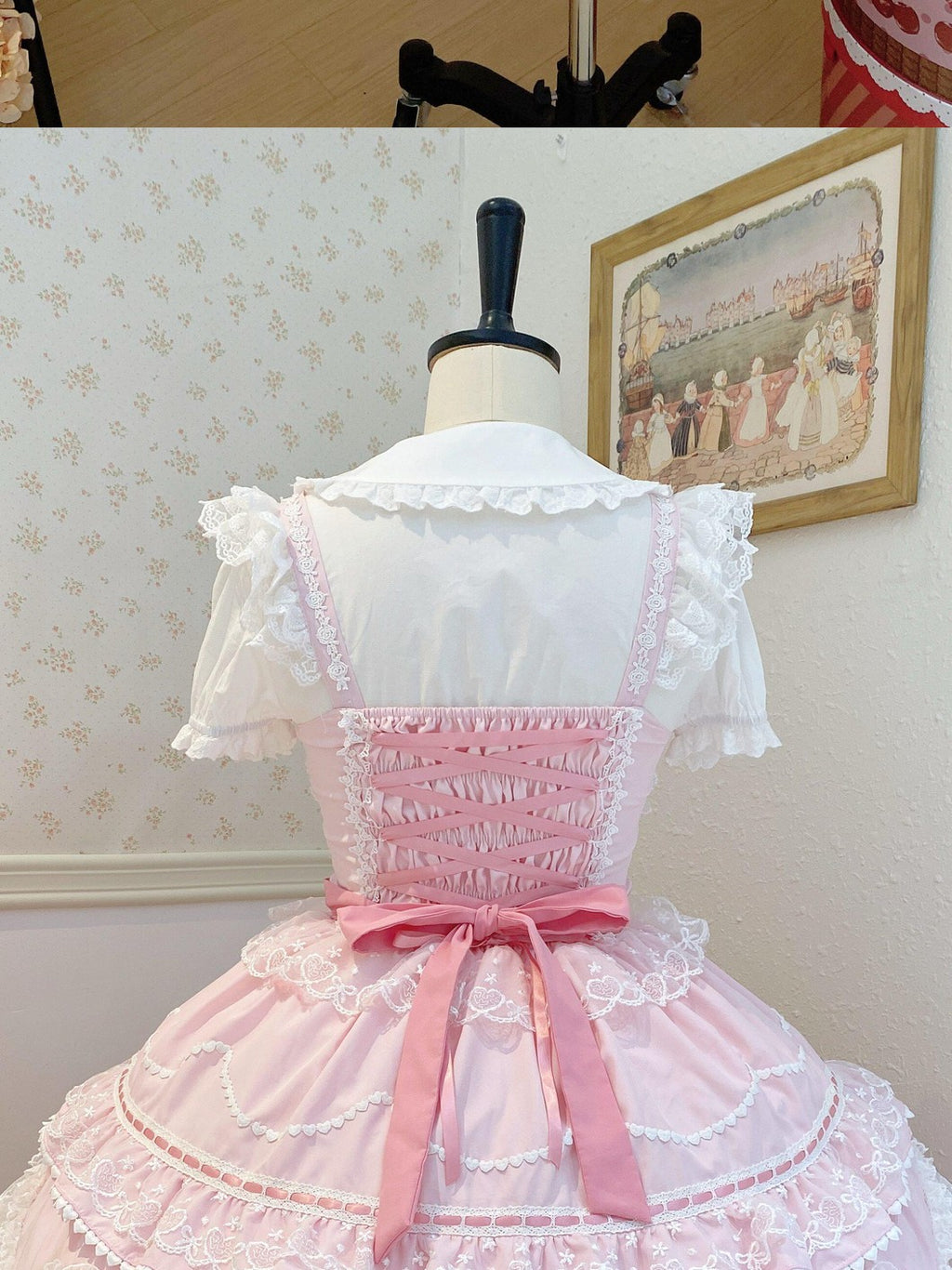 Sugar Girl Fondant Cake Print Back Bow Lolita A Line Strap Women's Jsk / Jumper Skirts