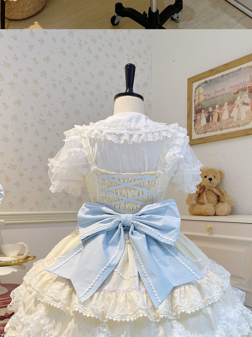 Sugar Girl Fondant Cake Print Back Bow Lolita A Line Strap Women's Jsk / Jumper Skirts
