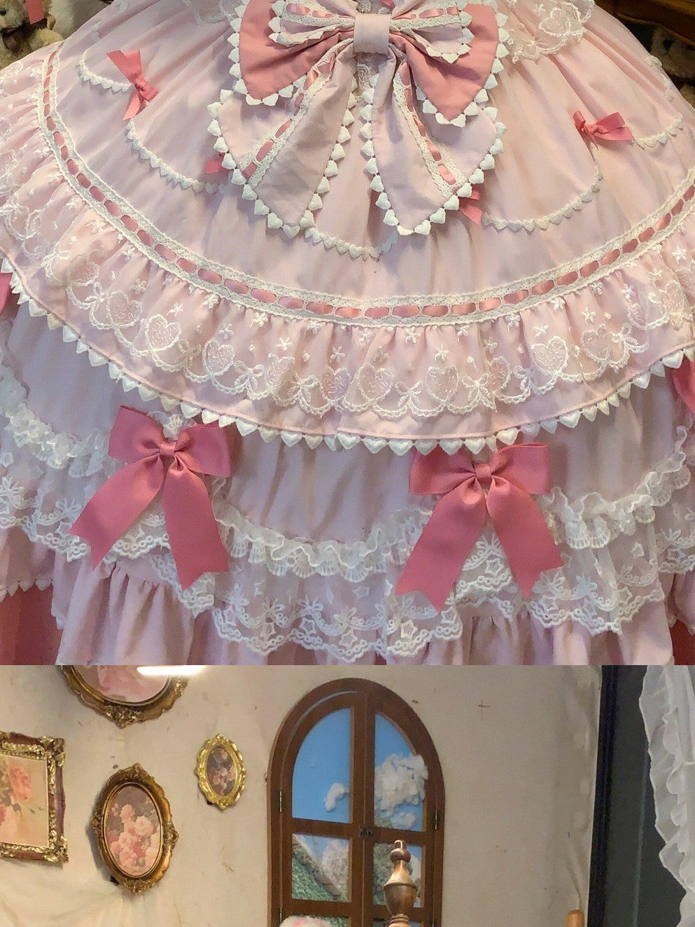 Sugar Girl Fondant Cake Print Back Bow Strappy Lolita Women's Jsk / Jumper Skirts