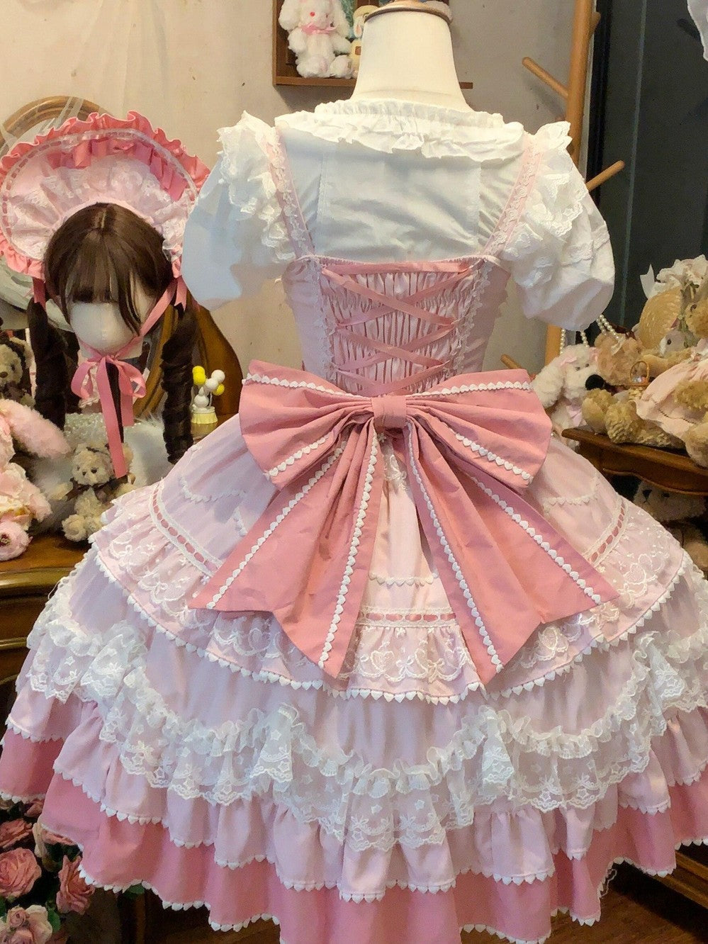 Sugar Girl Fondant Cake Print Back Bow Strappy Lolita Women's Jsk / Jumper Skirts