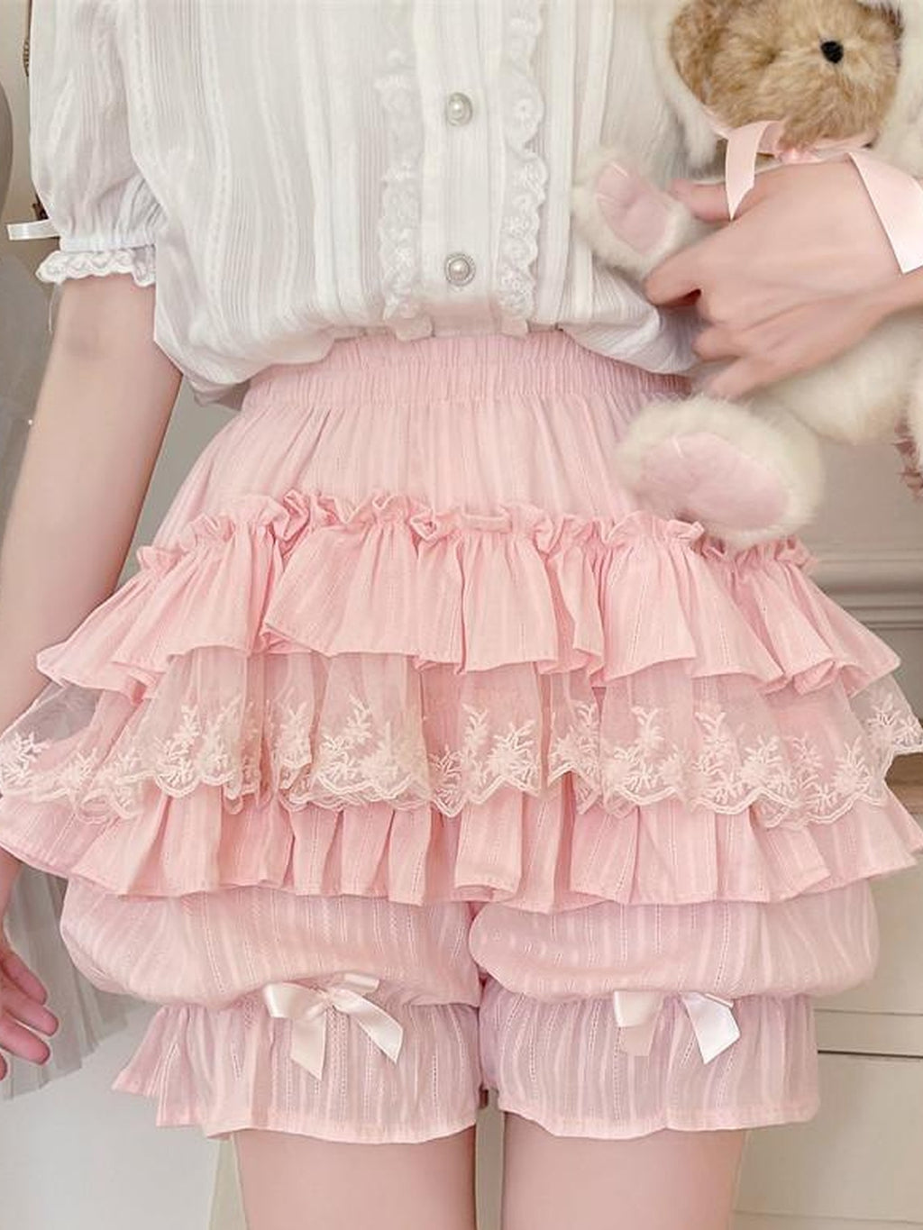 Sugar Girl Japanese Lolita Jacquard Lantern High Waist Women's Cotton Short Bloomers