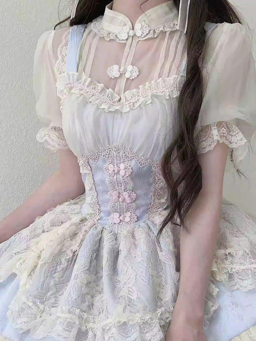 Sugar Girl Japanese Sweet Lolita Slim Fit Women's Super Soft Tulle Short Sleeve Blouses