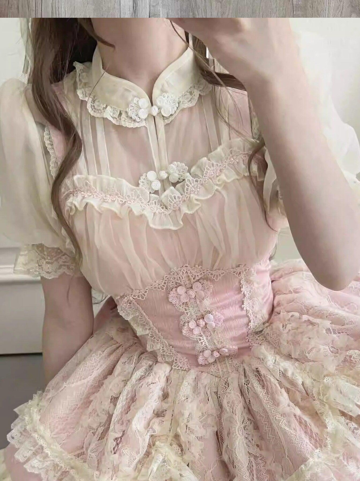 Sugar Girl Japanese Sweet Lolita Slim Fit Women's Super Soft Tulle Short Sleeve Blouses