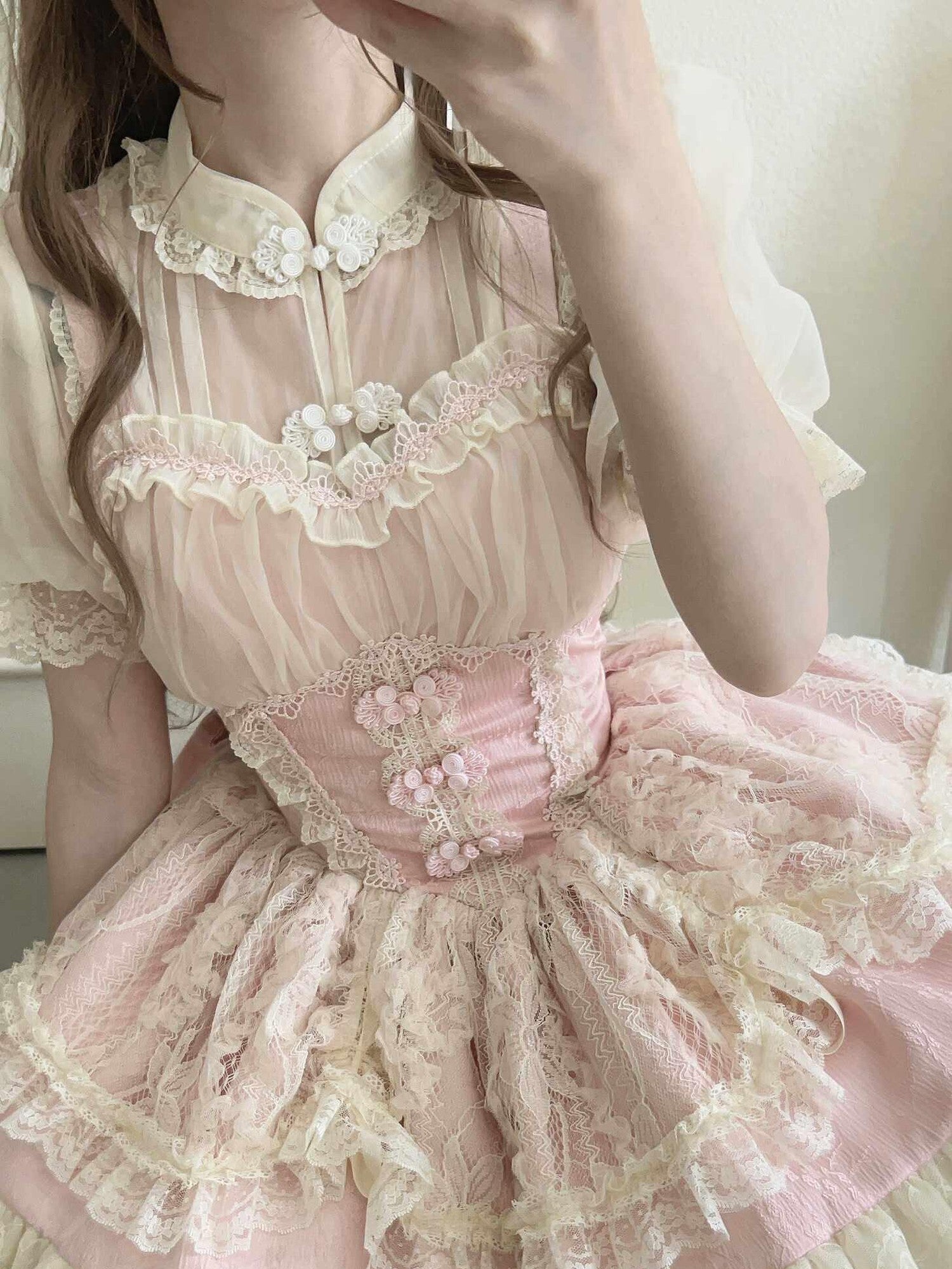 Sugar Girl Japanese Sweet Lolita Slim Fit Women's Super Soft Tulle Short Sleeve Blouses