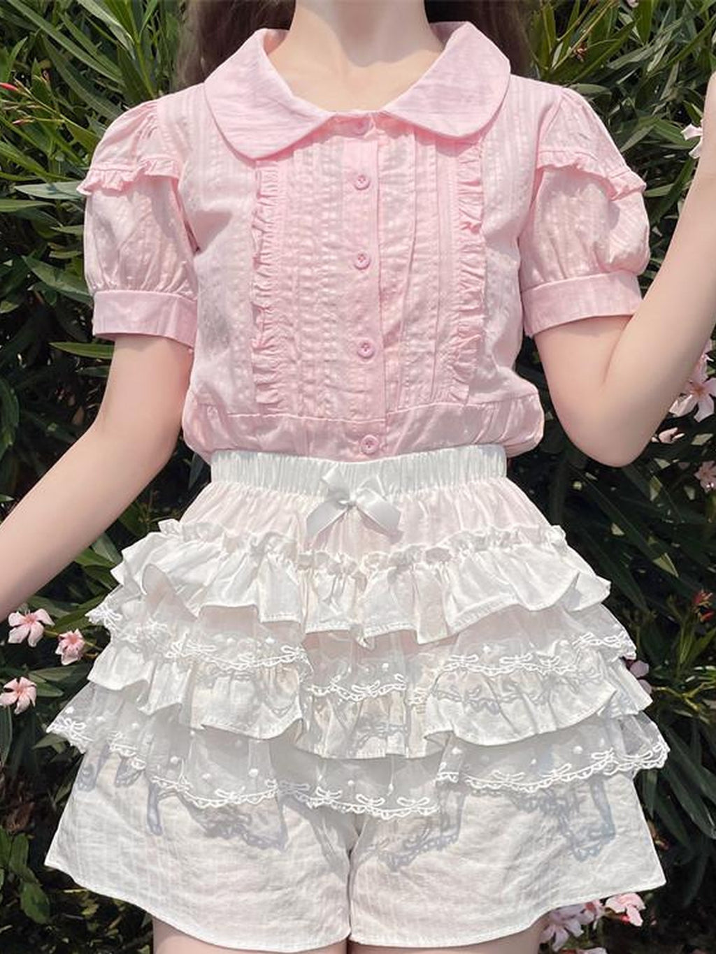 Sugar Girl Lace Trim High Waisted Puff Cake A Line Women's Cotton Short Skirts