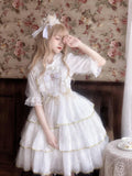 Sugar Girl Light Floral Doll Collar Spaghetti Strap High Waist Women's Jsk / Jumper Skirts
