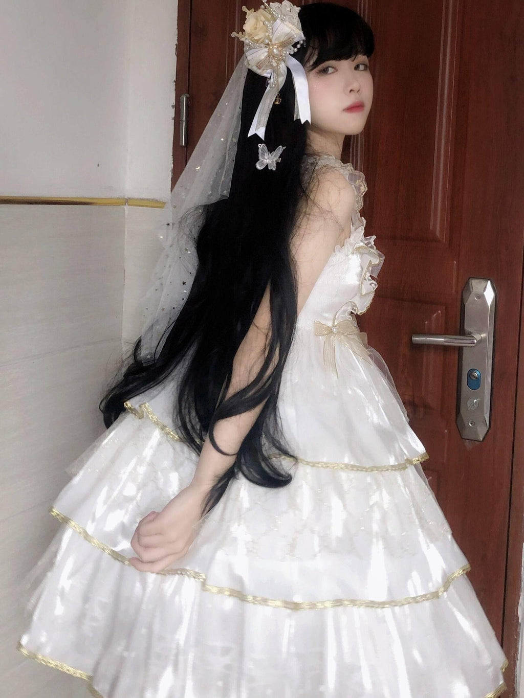 Sugar Girl Light Floral Doll Collar Spaghetti Strap High Waist Women's Jsk / Jumper Skirts
