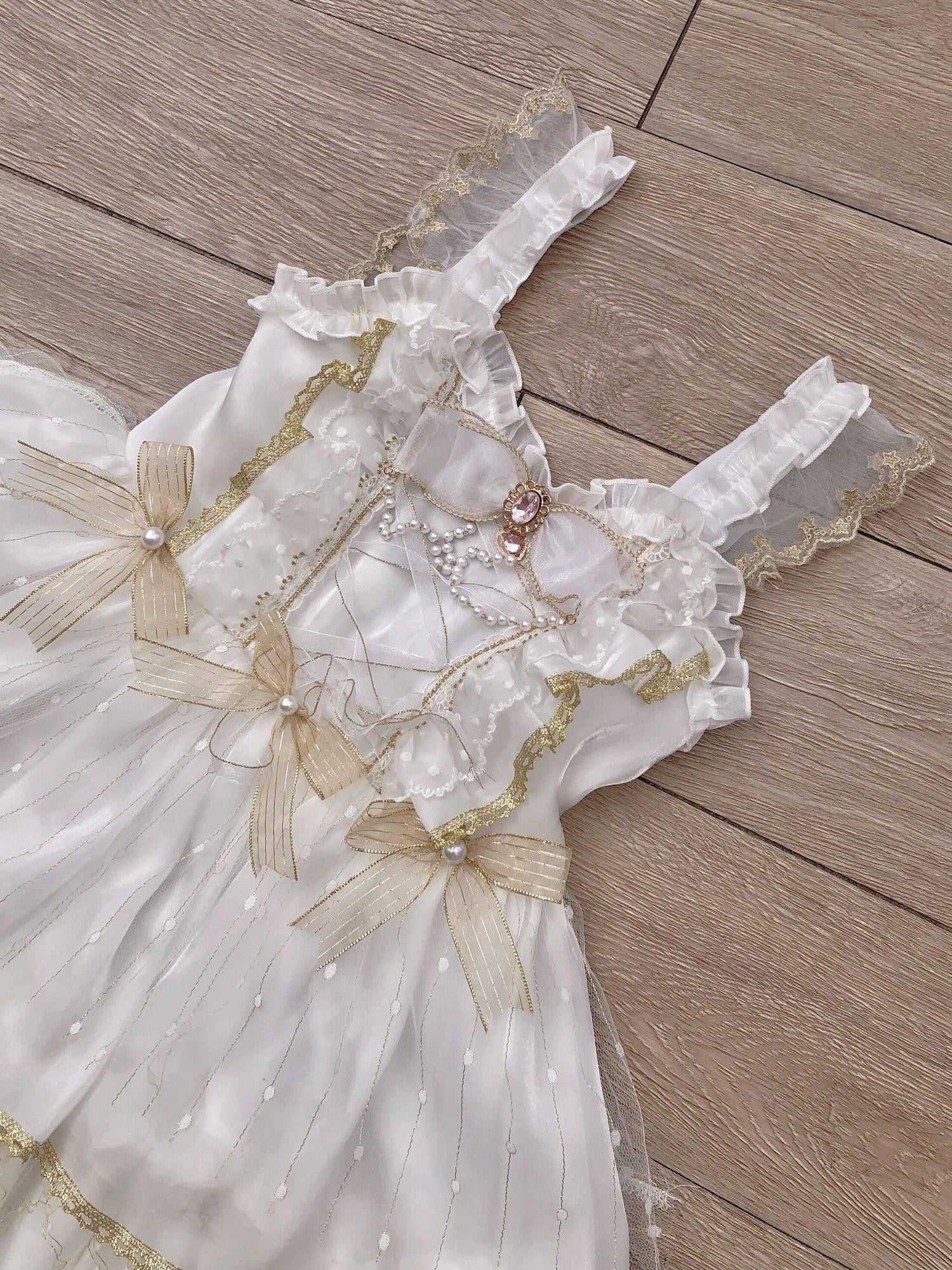 Sugar Girl Light Floral Doll Collar Spaghetti Strap High Waist Women's Jsk / Jumper Skirts