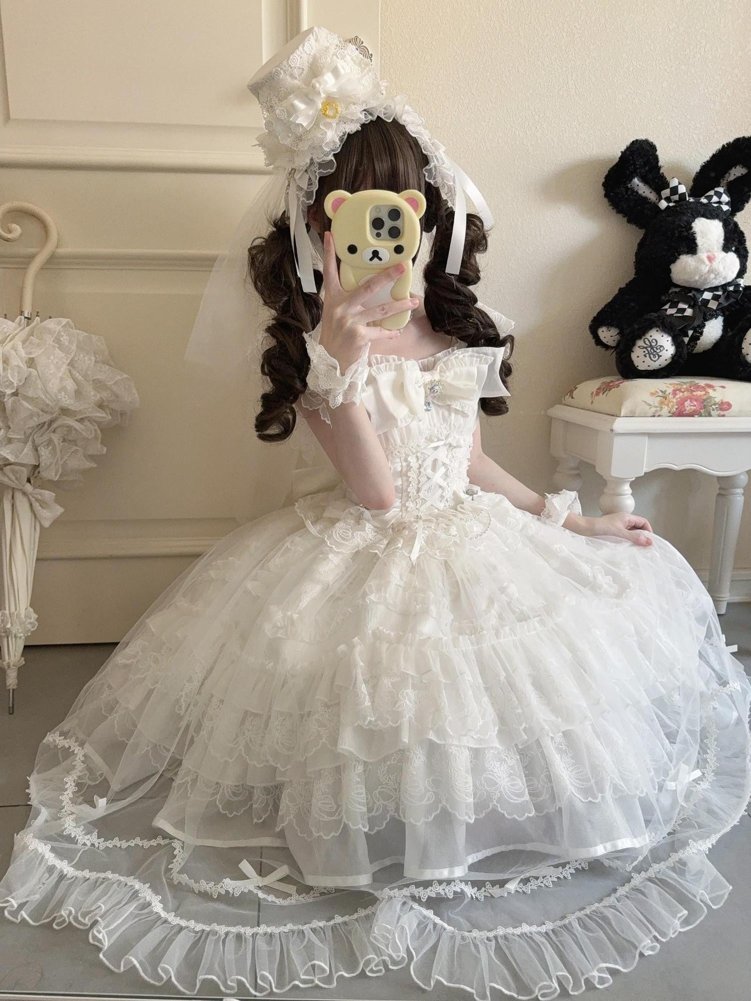 Sugar Girl Light Floral Overlay Bow Back Spaghetti Strap Women's Tulle Jsk / Jumper Skirts