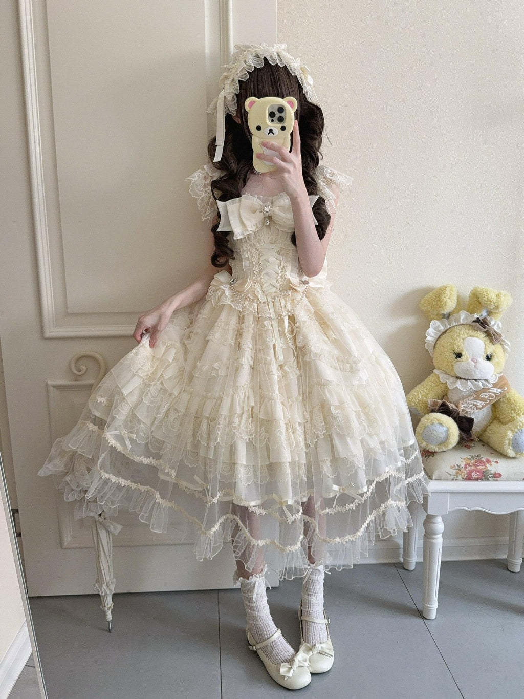 Sugar Girl Light Floral Overlay Bow Back Spaghetti Strap Women's Tulle Jsk / Jumper Skirts