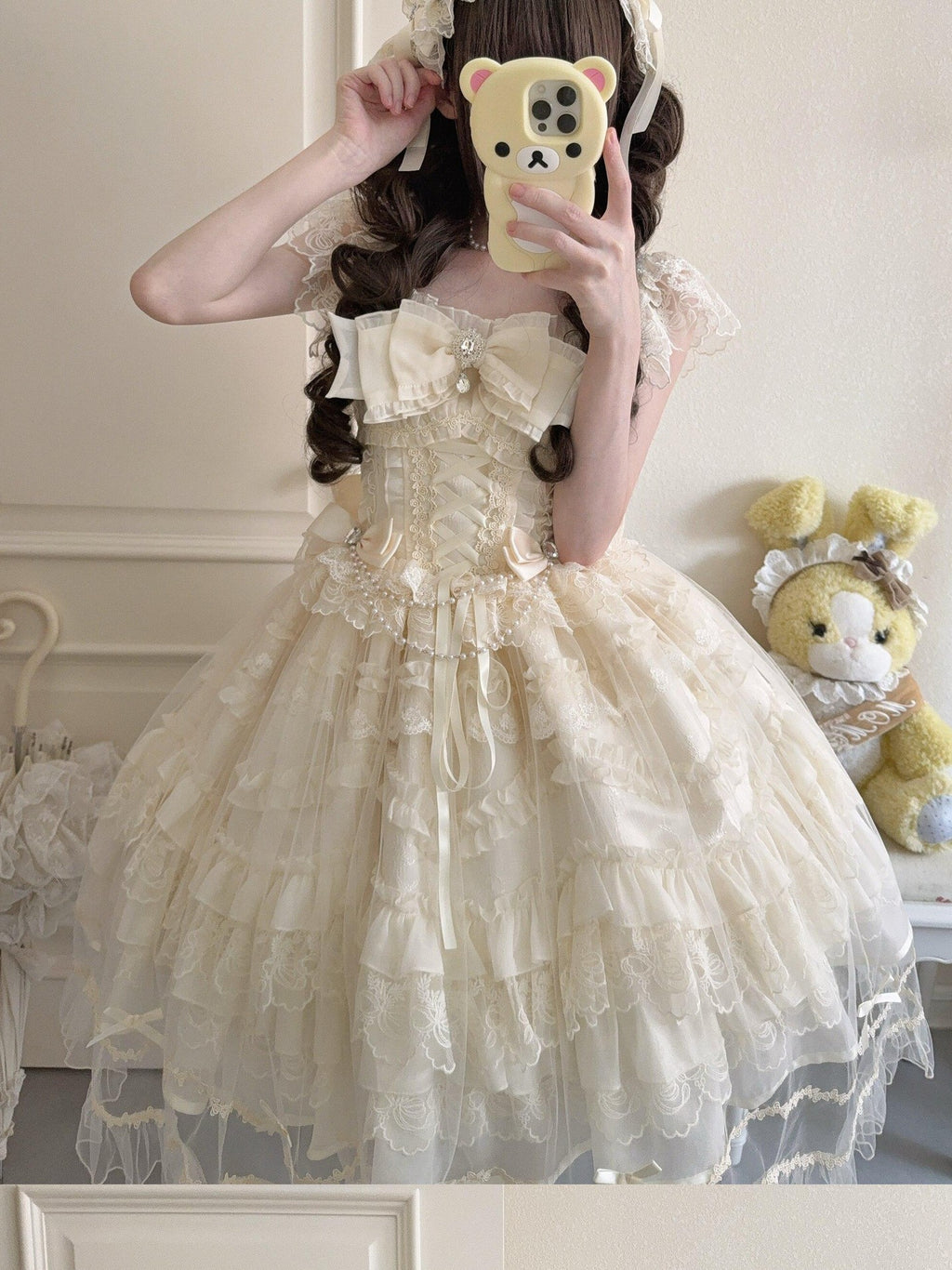Sugar Girl Light Floral Overlay Bow Back Spaghetti Strap Women's Tulle Jsk / Jumper Skirts