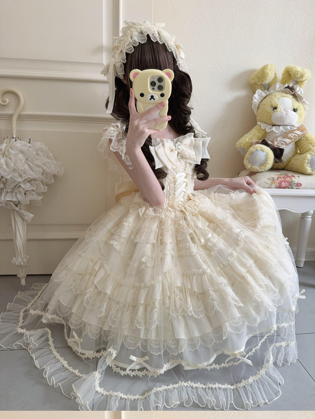 Sugar Girl Light Floral Overlay Bow Back Spaghetti Strap Women's Tulle Jsk / Jumper Skirts
