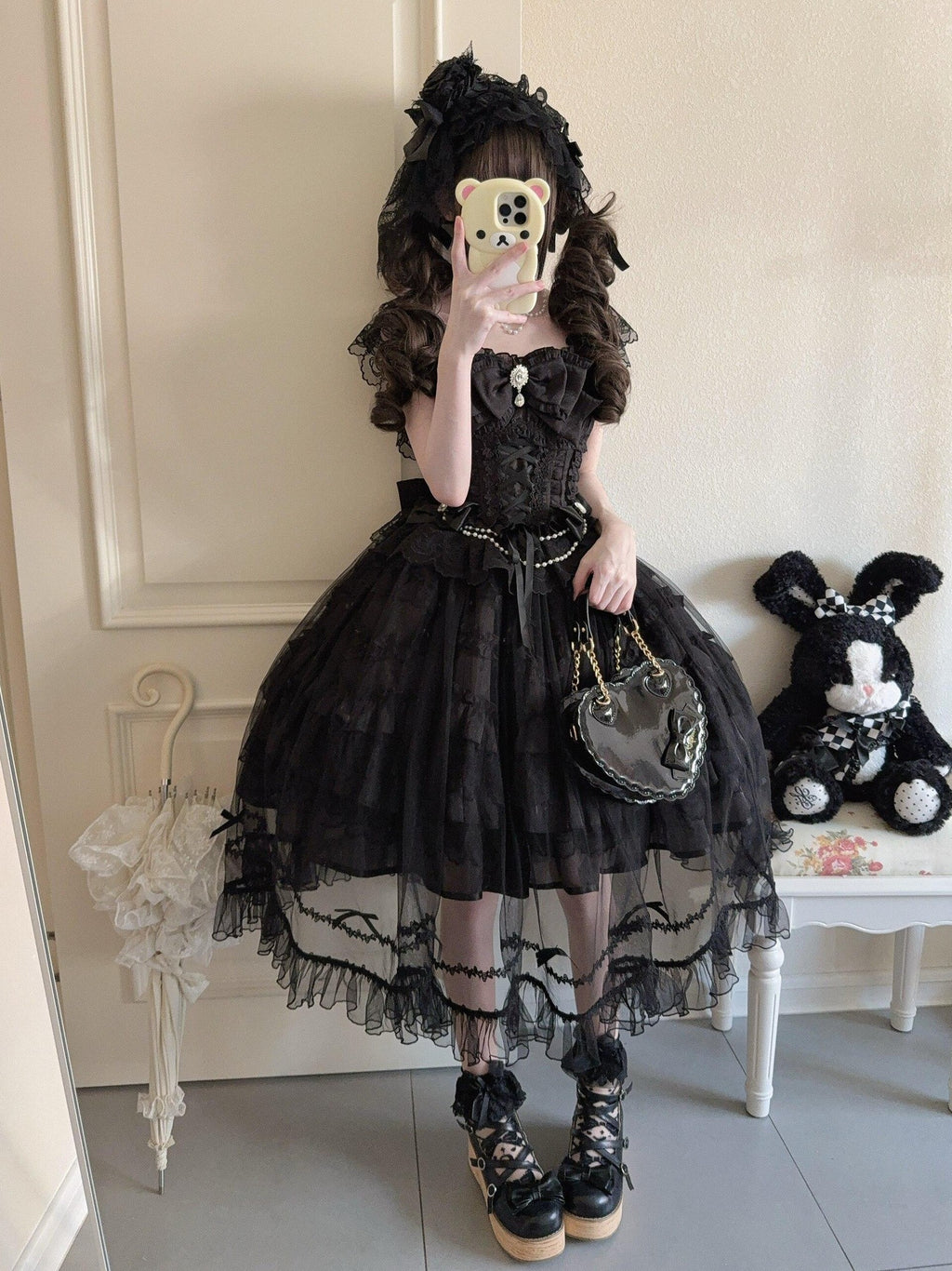 Sugar Girl Light Floral Overlay Bow Back Spaghetti Strap Women's Tulle Jsk / Jumper Skirts