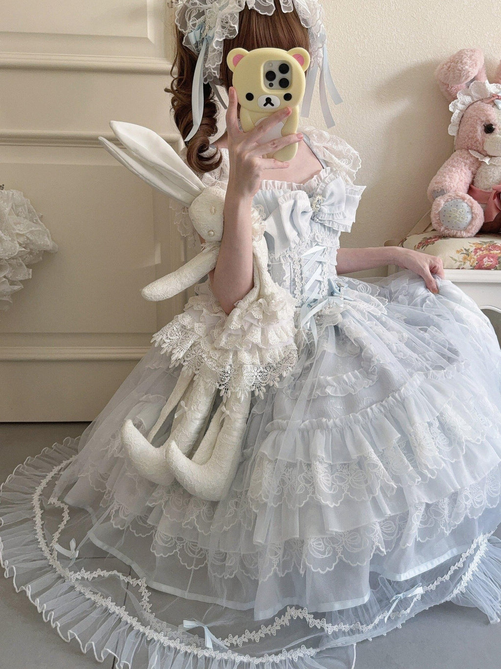 Sugar Girl Light Floral Overlay Bow Back Spaghetti Strap Women's Tulle Jsk / Jumper Skirts