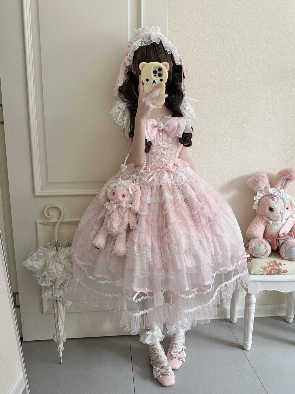 Sugar Girl Light Floral Overlay Bow Back Spaghetti Strap Women's Tulle Jsk / Jumper Skirts