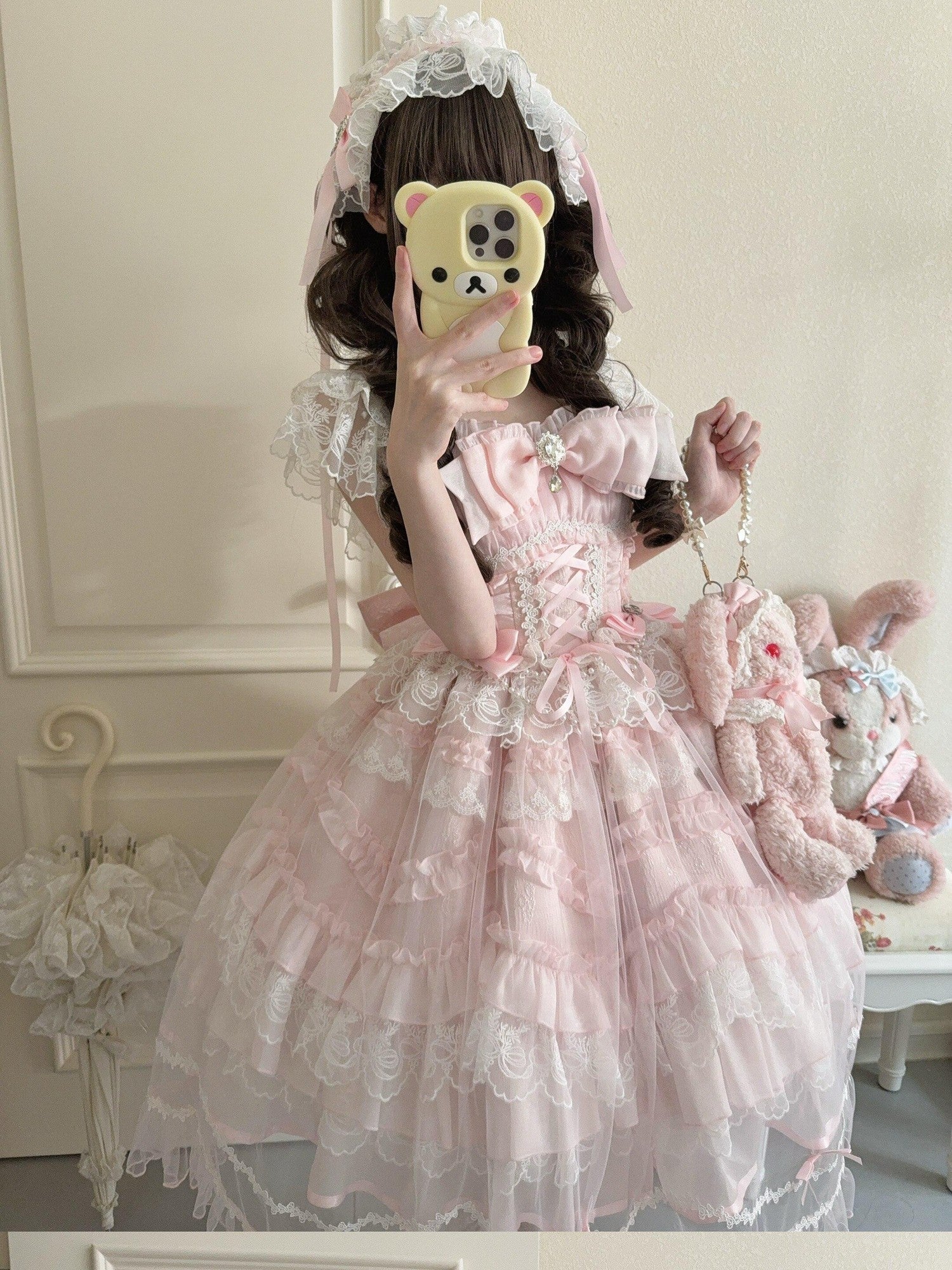 Sugar Girl Light Floral Overlay Bow Back Spaghetti Strap Women's Tulle Jsk / Jumper Skirts