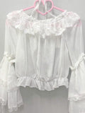 Sugar Girl Lolita Bardot Halter Three Quarter Sleeves Women's Chiffon Long Sleeve Blouses