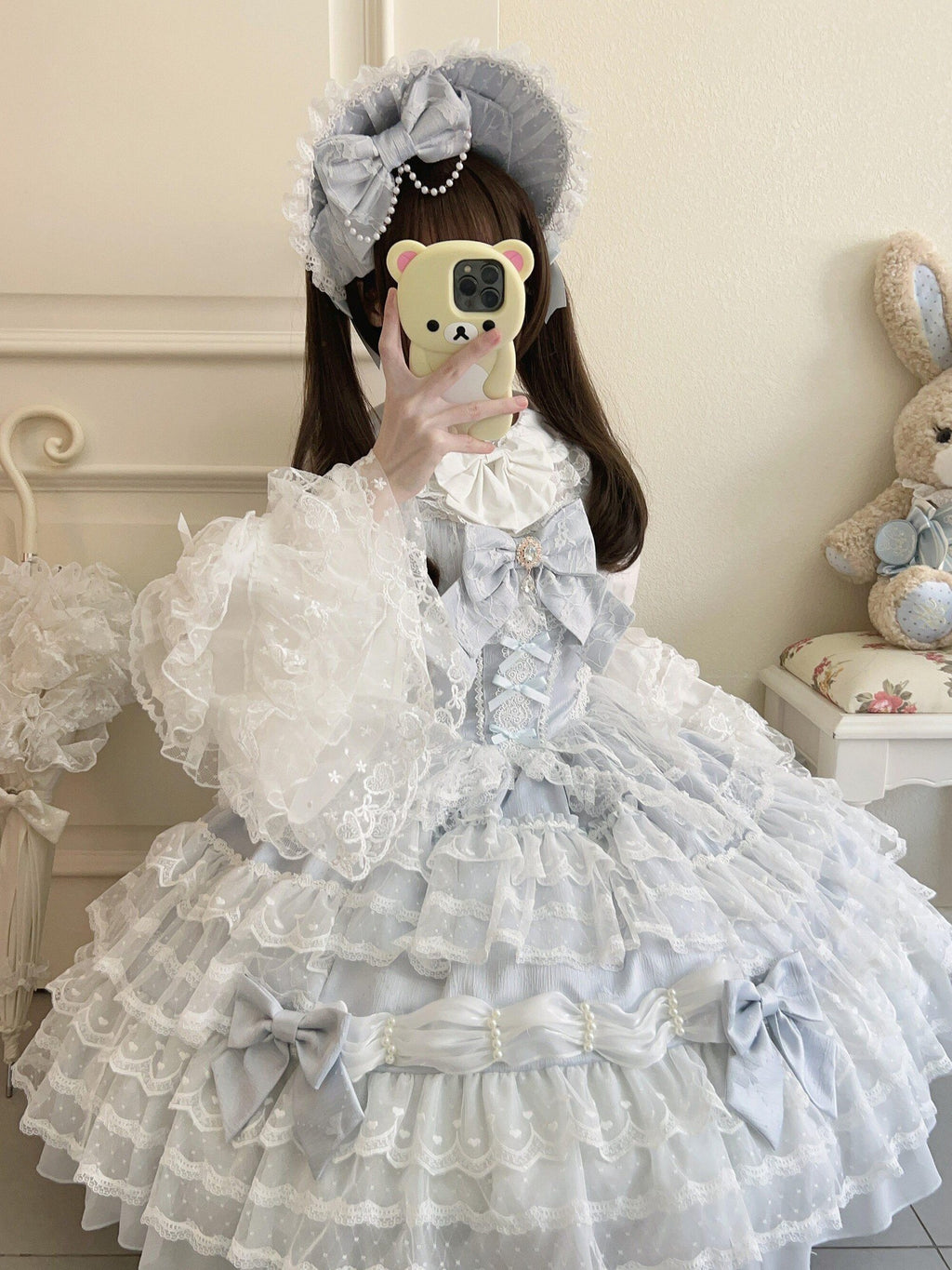 Sugar Girl Lolita Doll A Line Straight Neck Back Bow Women's Jsk / Jumper Skirts