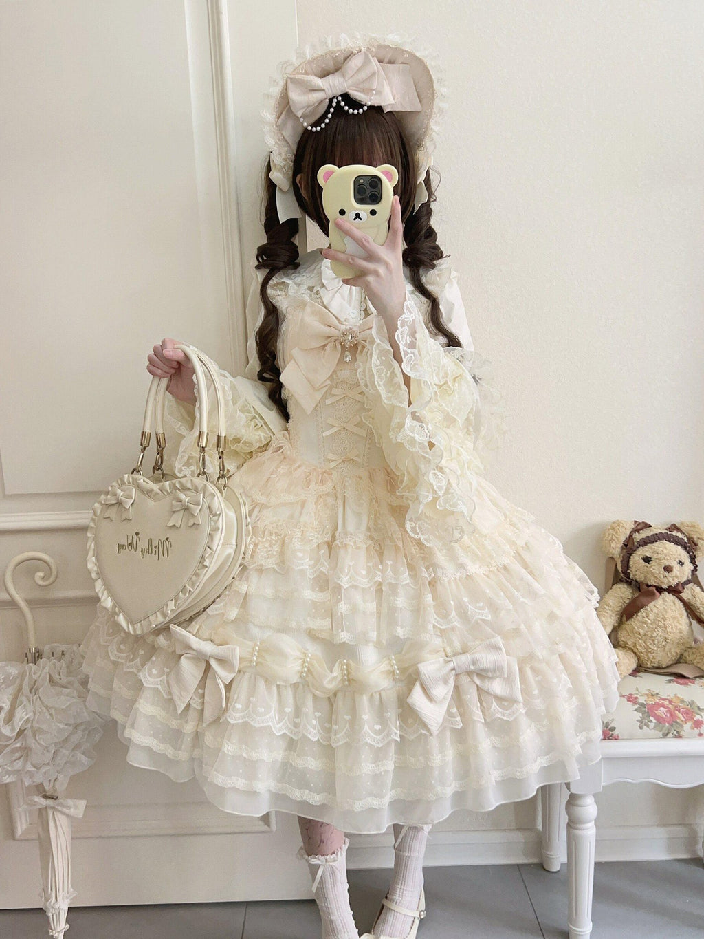 Sugar Girl Lolita Doll A Line Straight Neck Back Bow Women's Jsk / Jumper Skirts