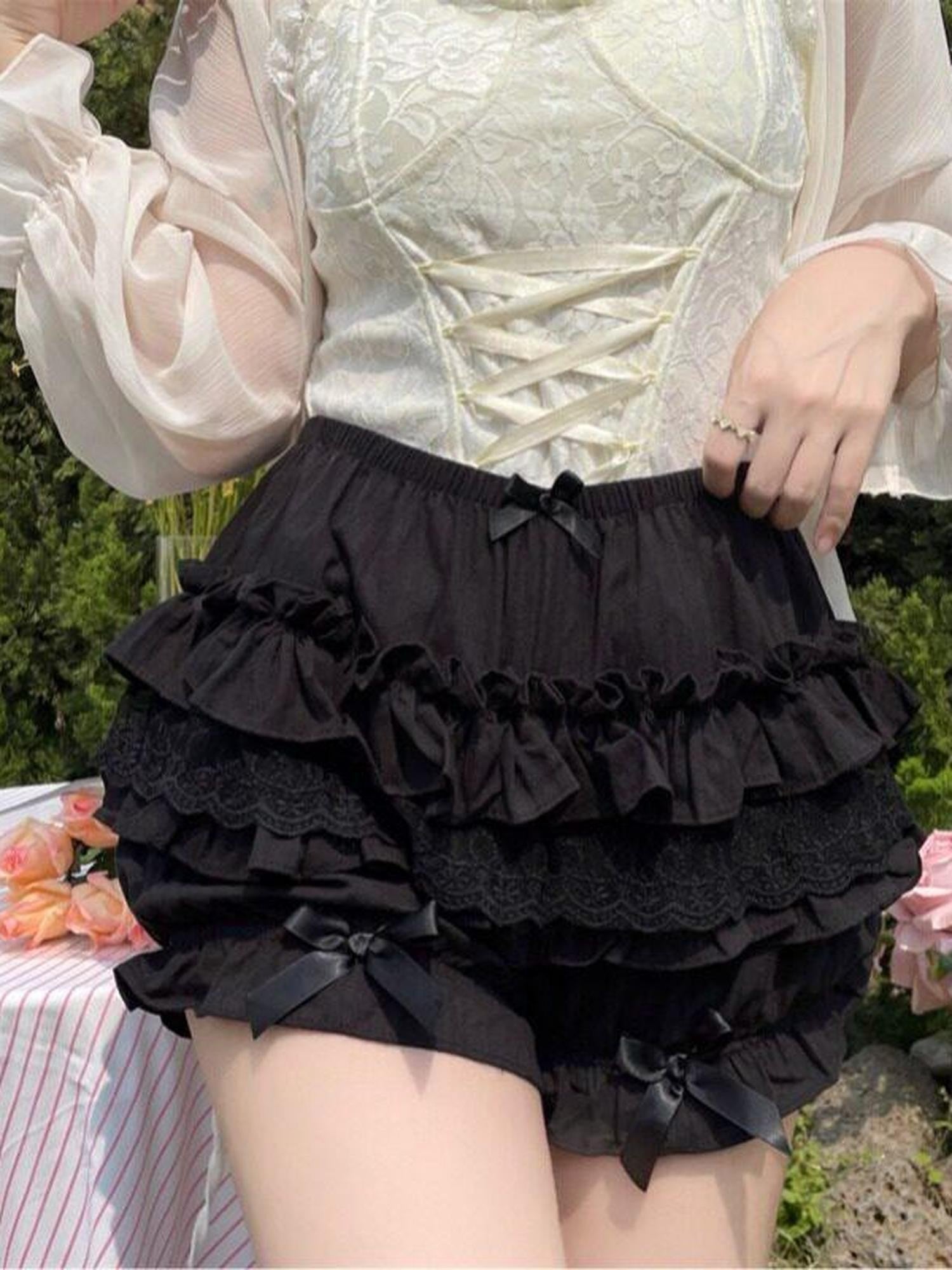 Sugar Girl Lolita Lace Trim Lantern Puff Pumpkin Women's Cotton Short Bloomers