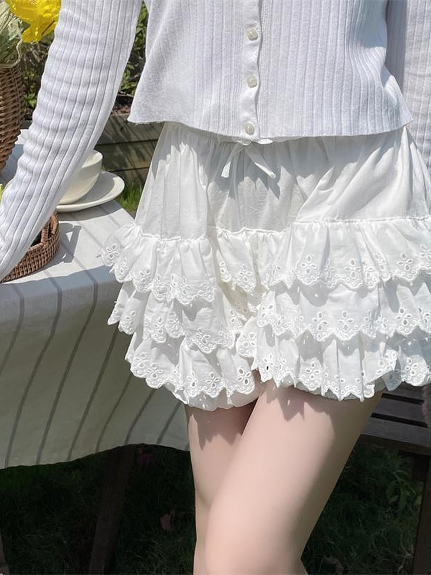 Sugar Girl Lolita Pumpkin Ruffle Petticoat Women's 100 Percent Cotton Short Bloomers